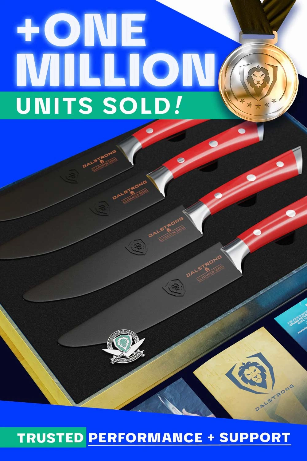 4-Piece Straight-Edge Steak Knife Set | Gladiator Series | NSF Certified | Dalstrong 