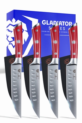 4-Piece Straight-Edge Steak Knife Set | Red ABS Handles | Gladiator Series | NSF Certified | Dalstrong  knife set,kitchen knives,cooking tools