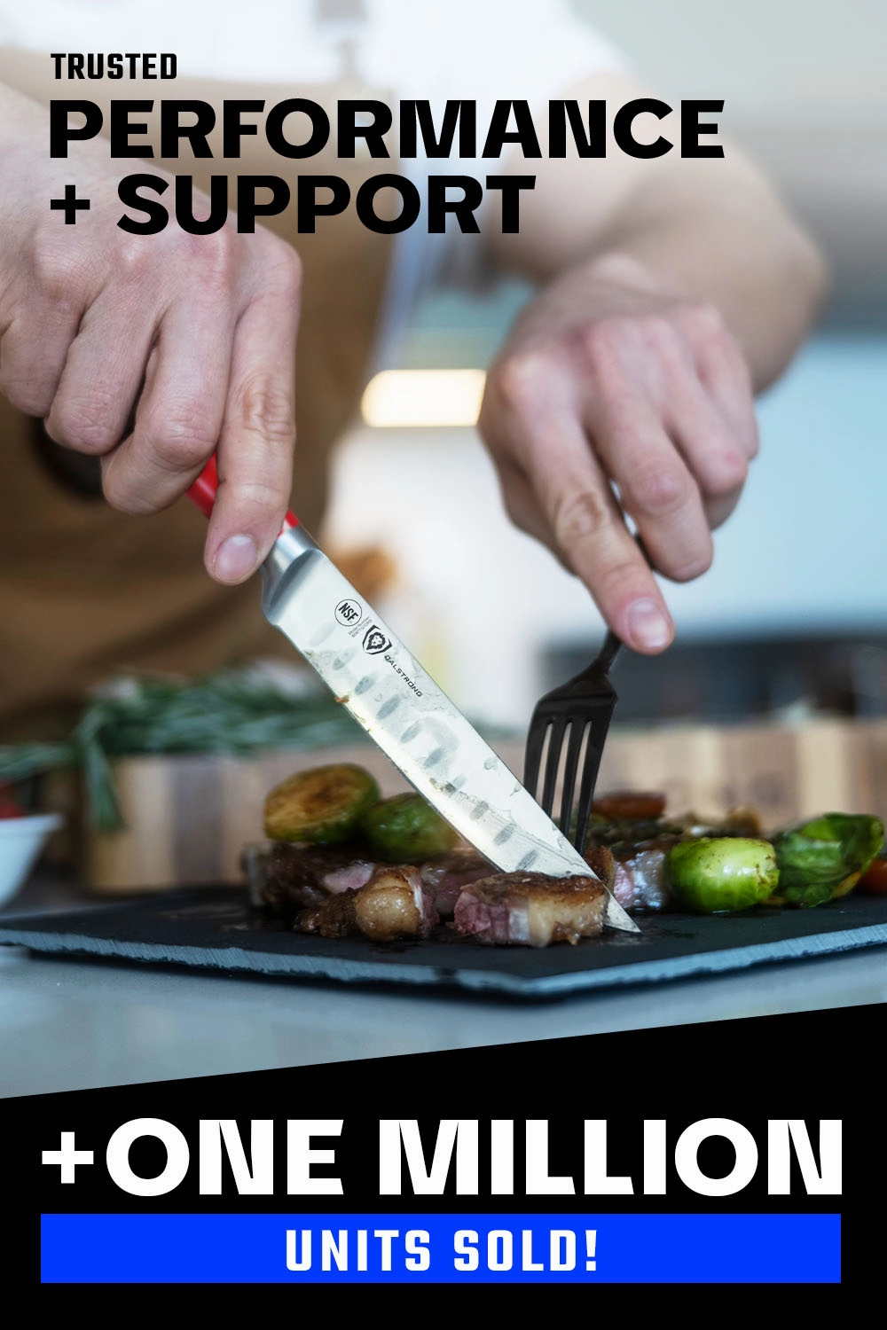 4-Piece Straight-Edge Steak Knife Set | Red ABS Handles | Gladiator Series | NSF Certified | Dalstrong 