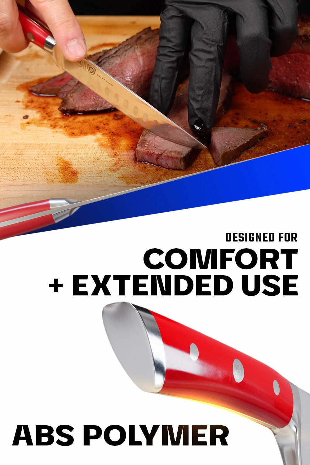4-Piece Straight-Edge Steak Knife Set | Red ABS Handles | Gladiator Series | NSF Certified | Dalstrong 
