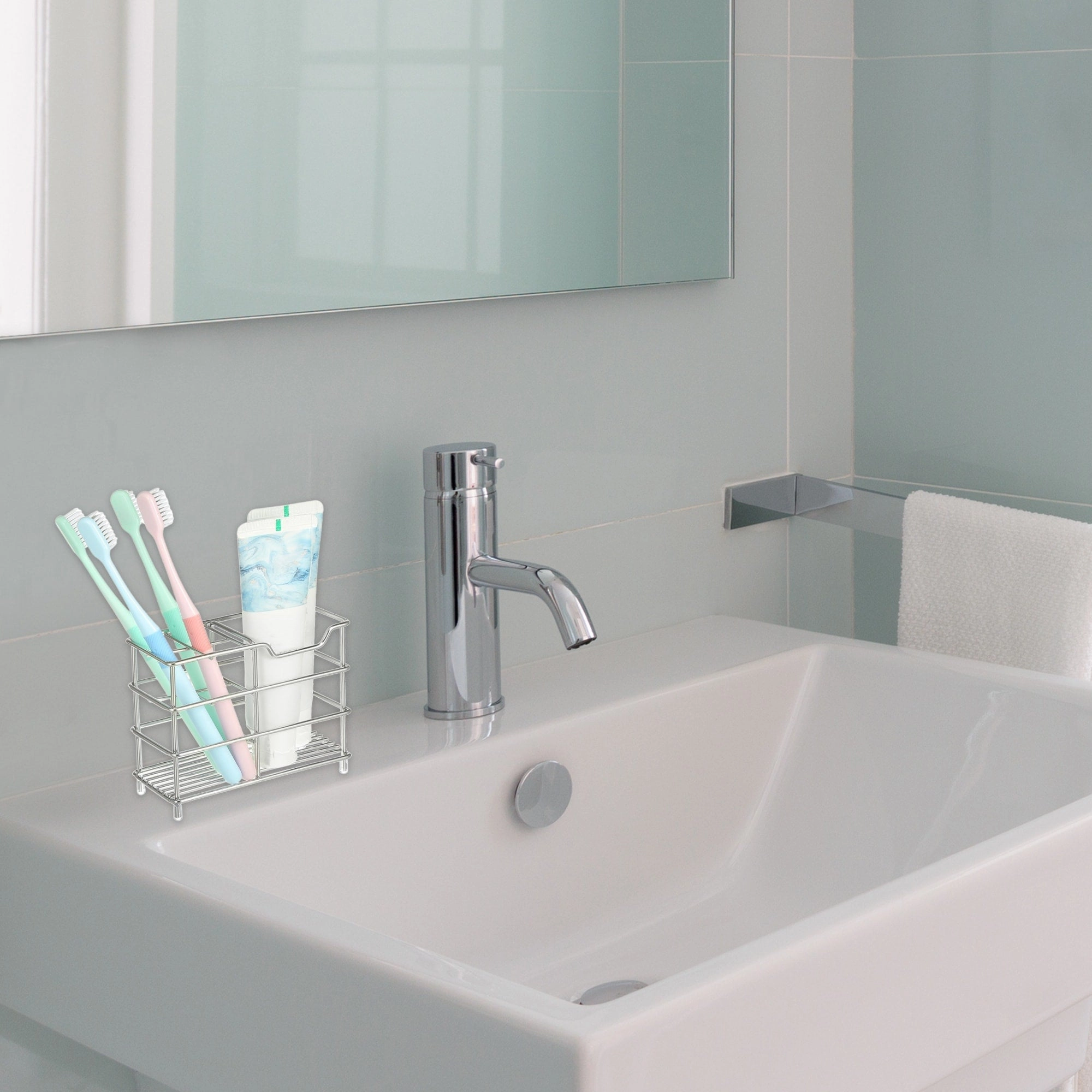 4 Slots 304 Stainless Steel Toothbrush Holder, Toothpaste Holder Stand, Bathroom Kitchen Accessories Organizer