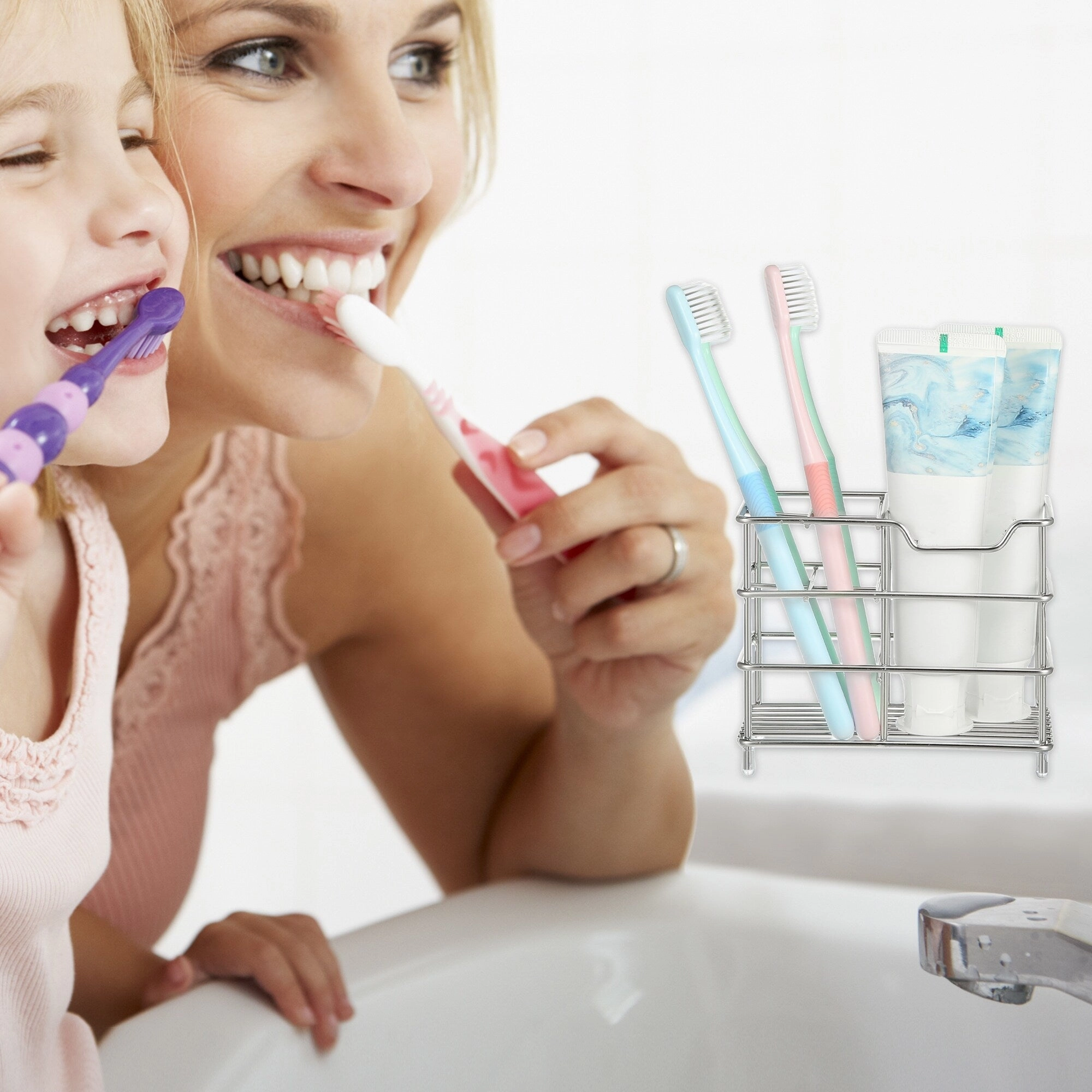 4 Slots 304 Stainless Steel Toothbrush Holder, Toothpaste Holder Stand, Bathroom Kitchen Accessories Organizer