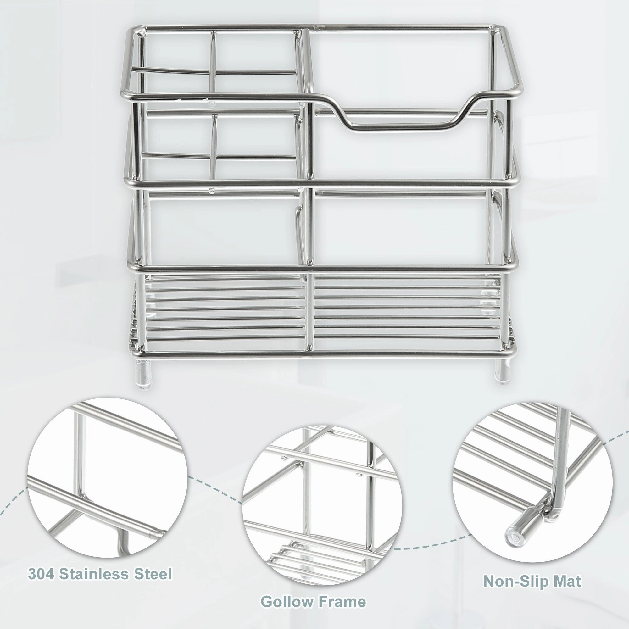 4 Slots 304 Stainless Steel Toothbrush Holder, Toothpaste Holder Stand, Bathroom Kitchen Accessories Organizer