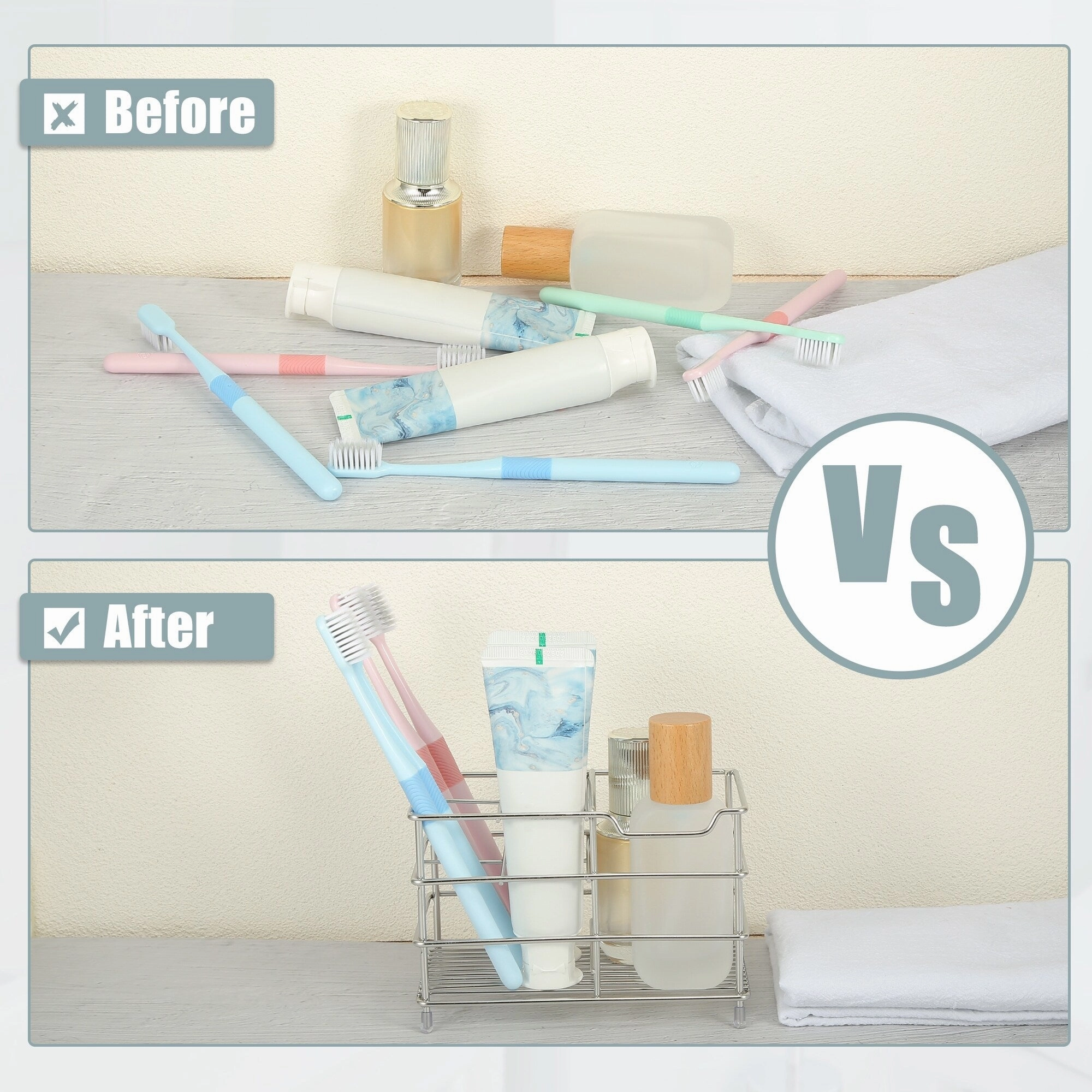 4 Slots 304 Stainless Steel Toothbrush Holder, Toothpaste Holder Stand, Bathroom Kitchen Accessories