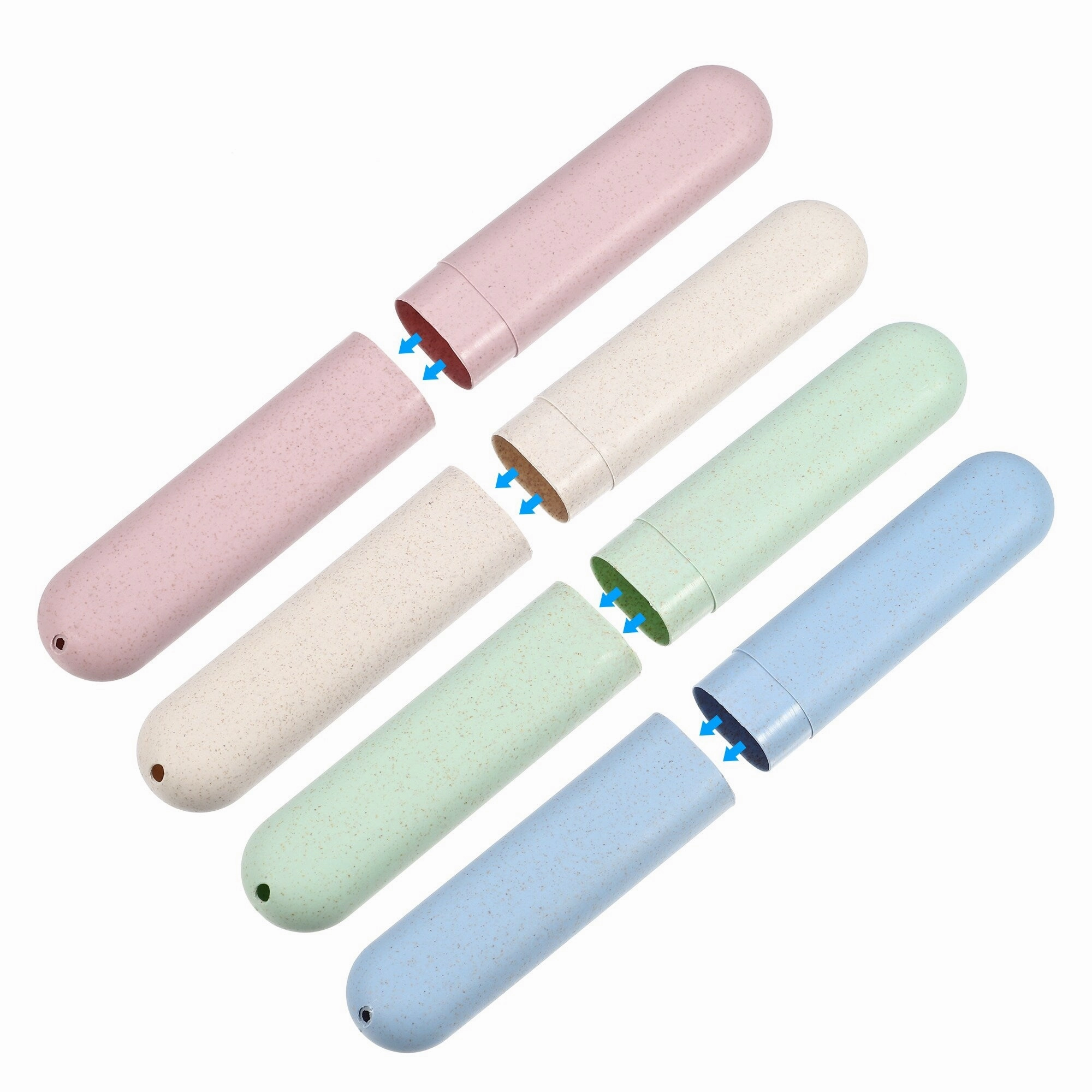 4pcs Toothbrush Holders Case Green Blue Beige Pink 8.07"x1.22"x0.83" - Green Blue Beige Pink