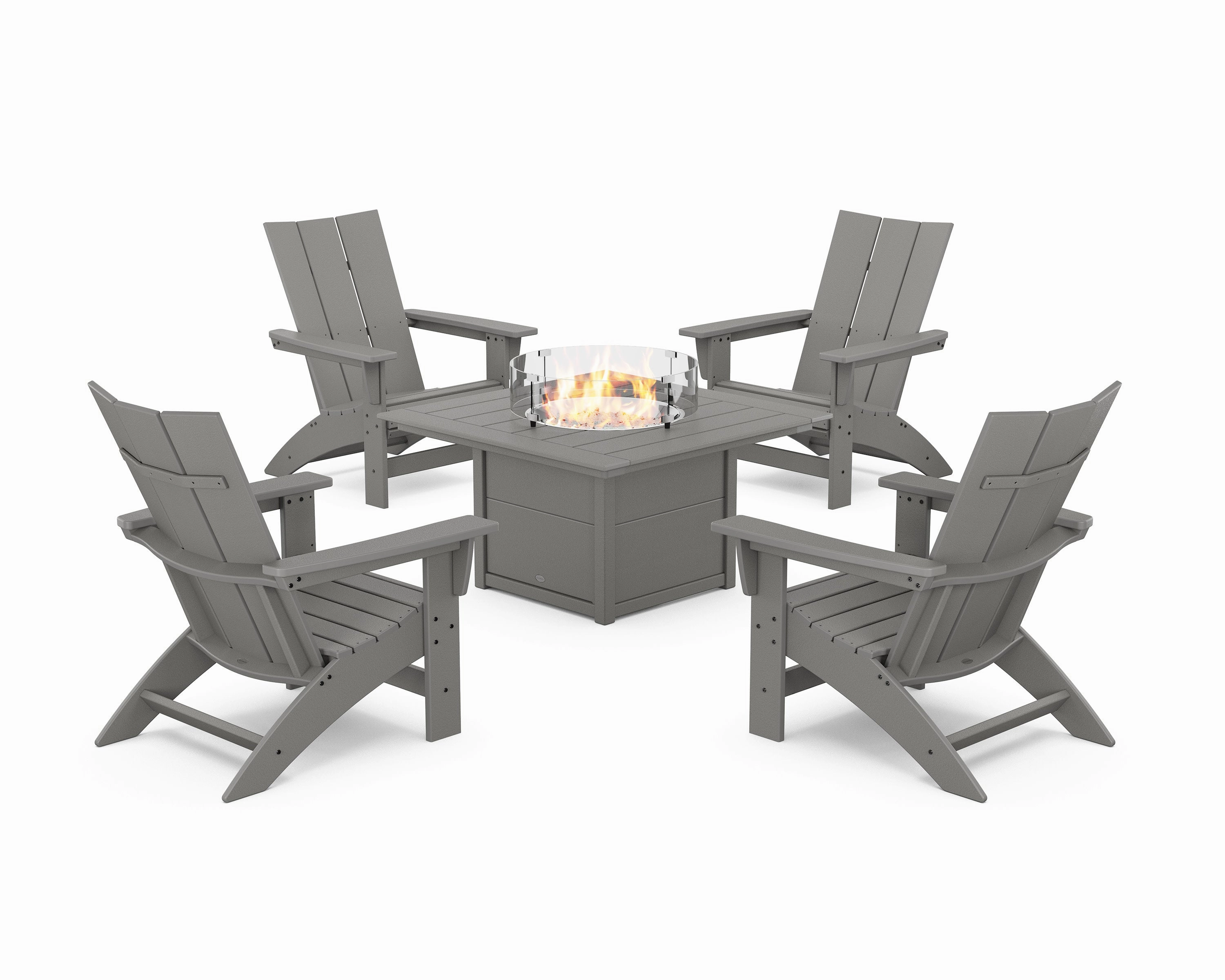 5-Piece Modern Grand Adirondack Conversation Set with Fire Pit Table chairs,dining chairs,home seating