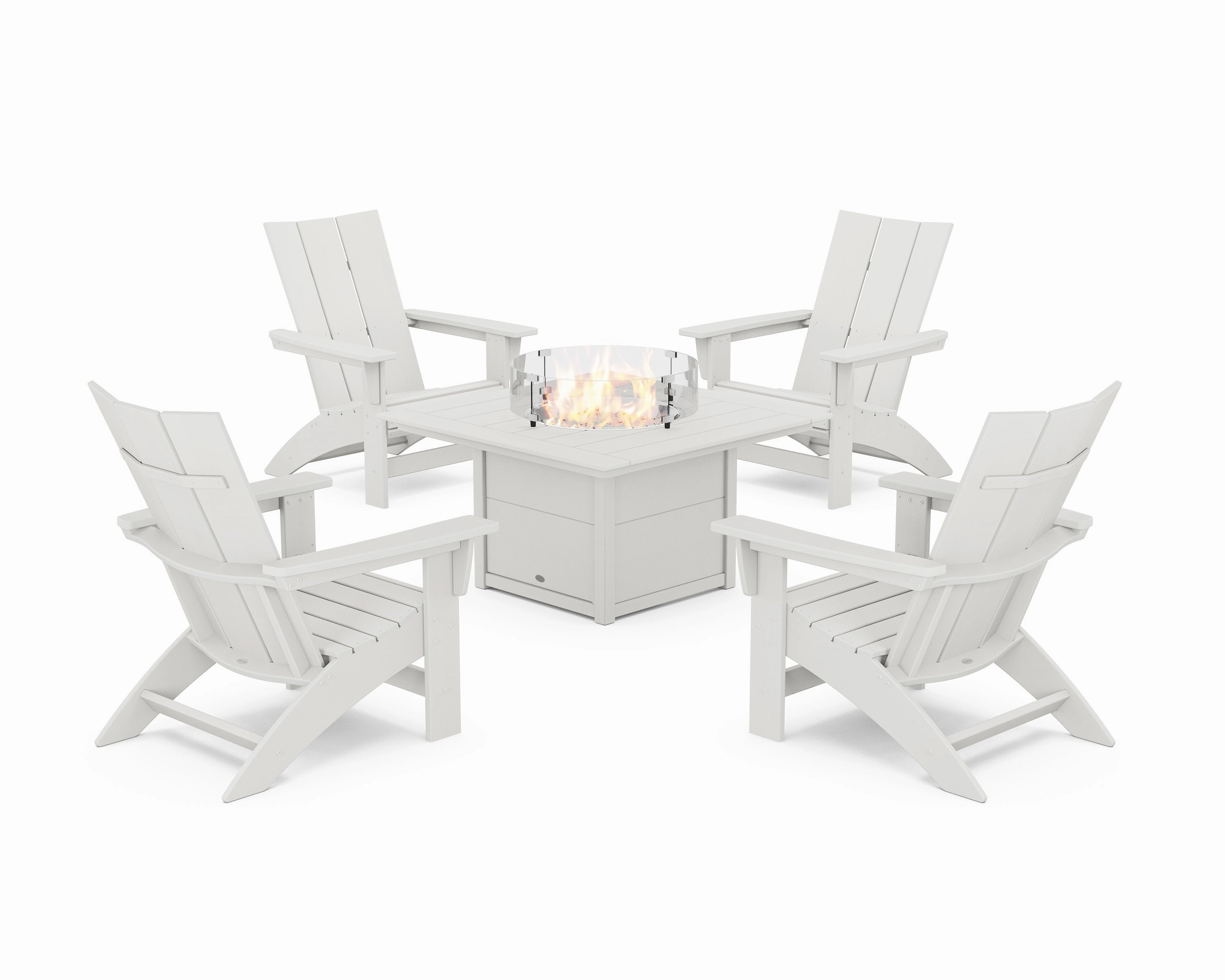 5-Piece Modern Grand Adirondack Conversation Set with Fire Pit Table