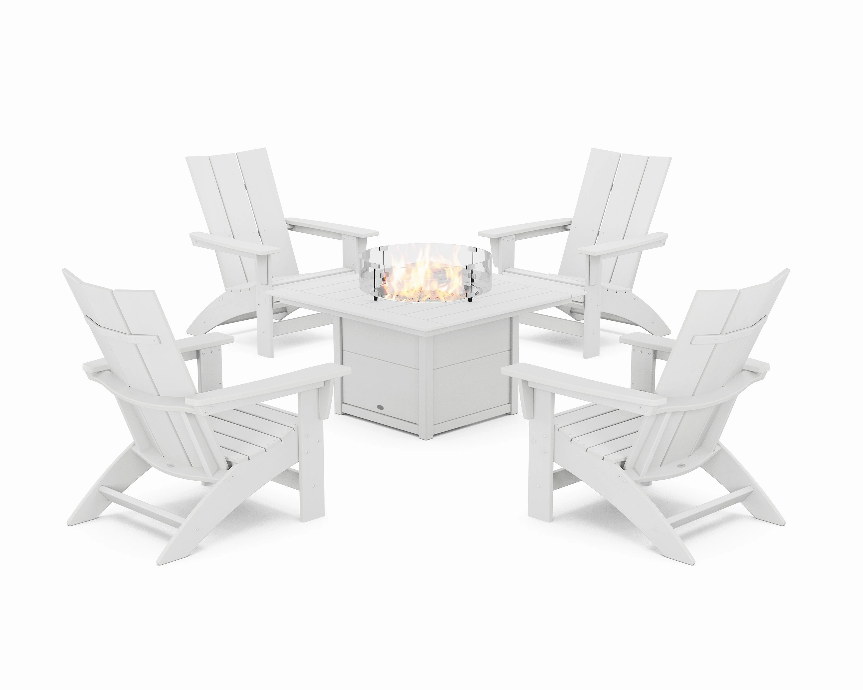 5-Piece Modern Grand Adirondack Conversation Set with Fire Pit Table