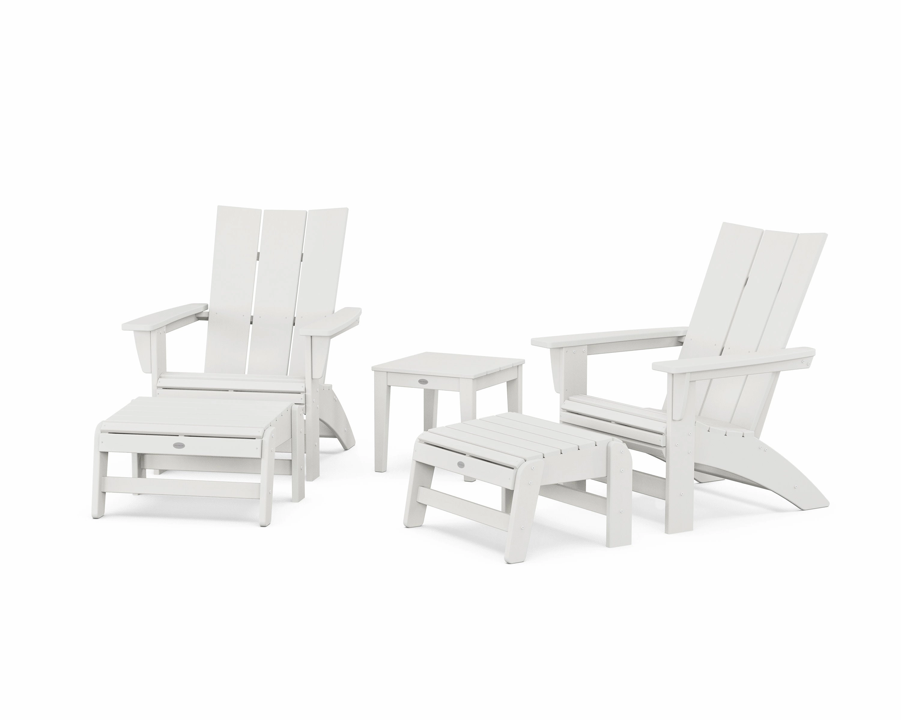 5-Piece Modern Grand Adirondack Set with Ottomans and Side Table