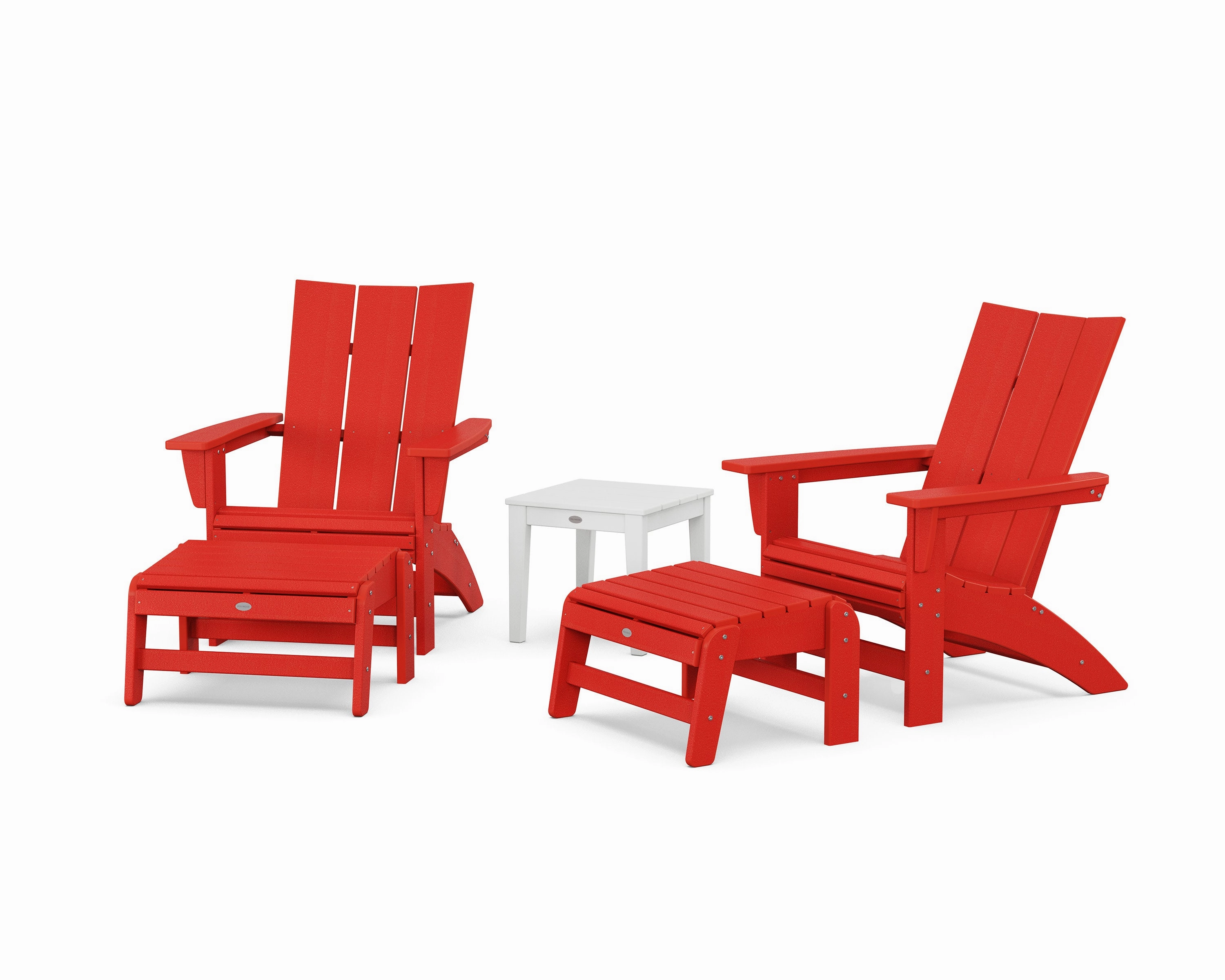 5-Piece Modern Grand Adirondack Set with Ottomans and Side Table