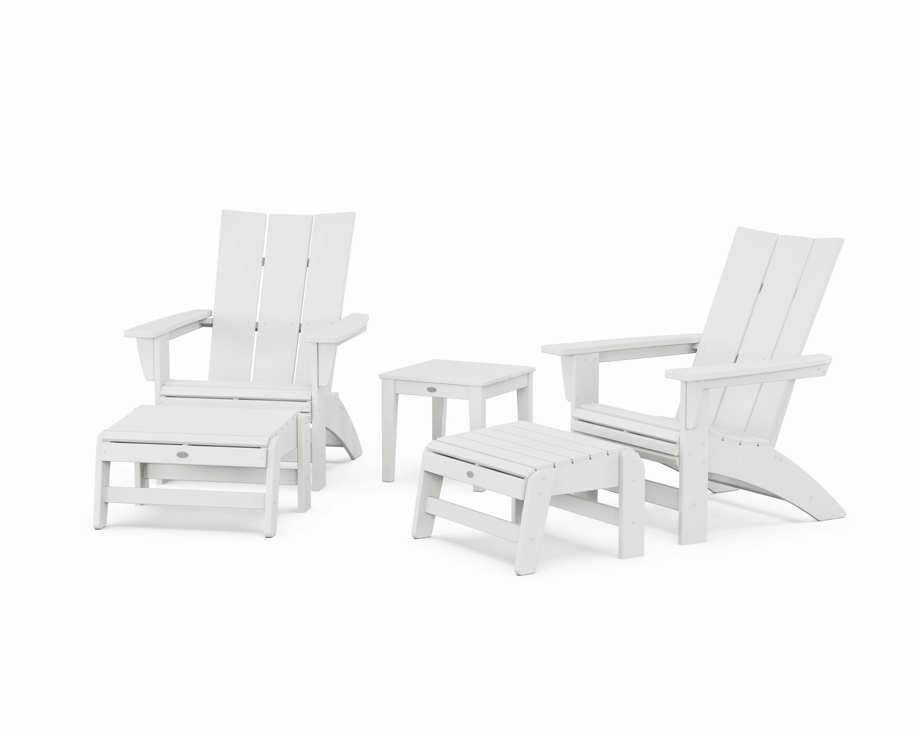 5-Piece Modern Grand Adirondack Set with Ottomans and Side Table