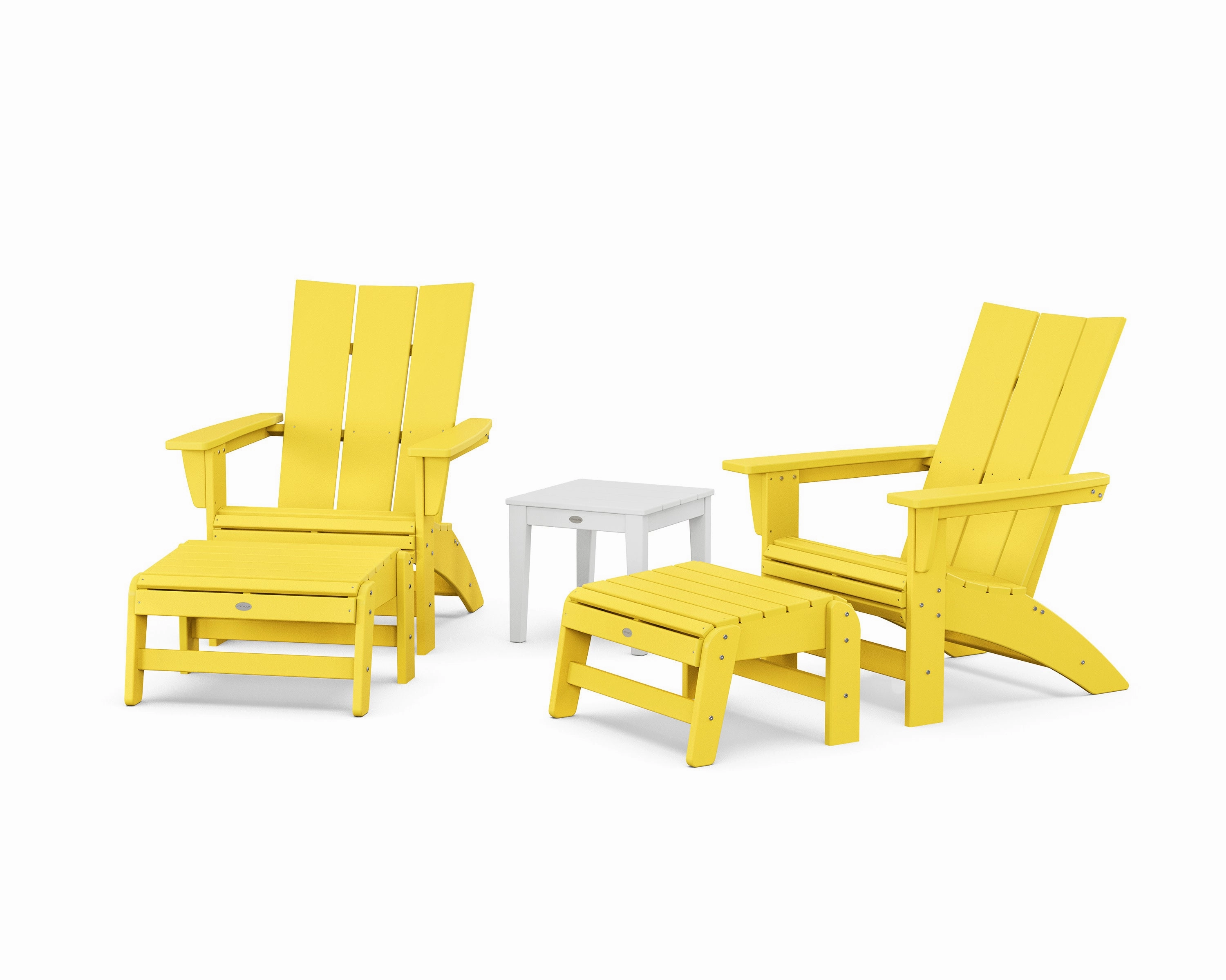 5-Piece Modern Grand Adirondack Set with Ottomans and Side Table