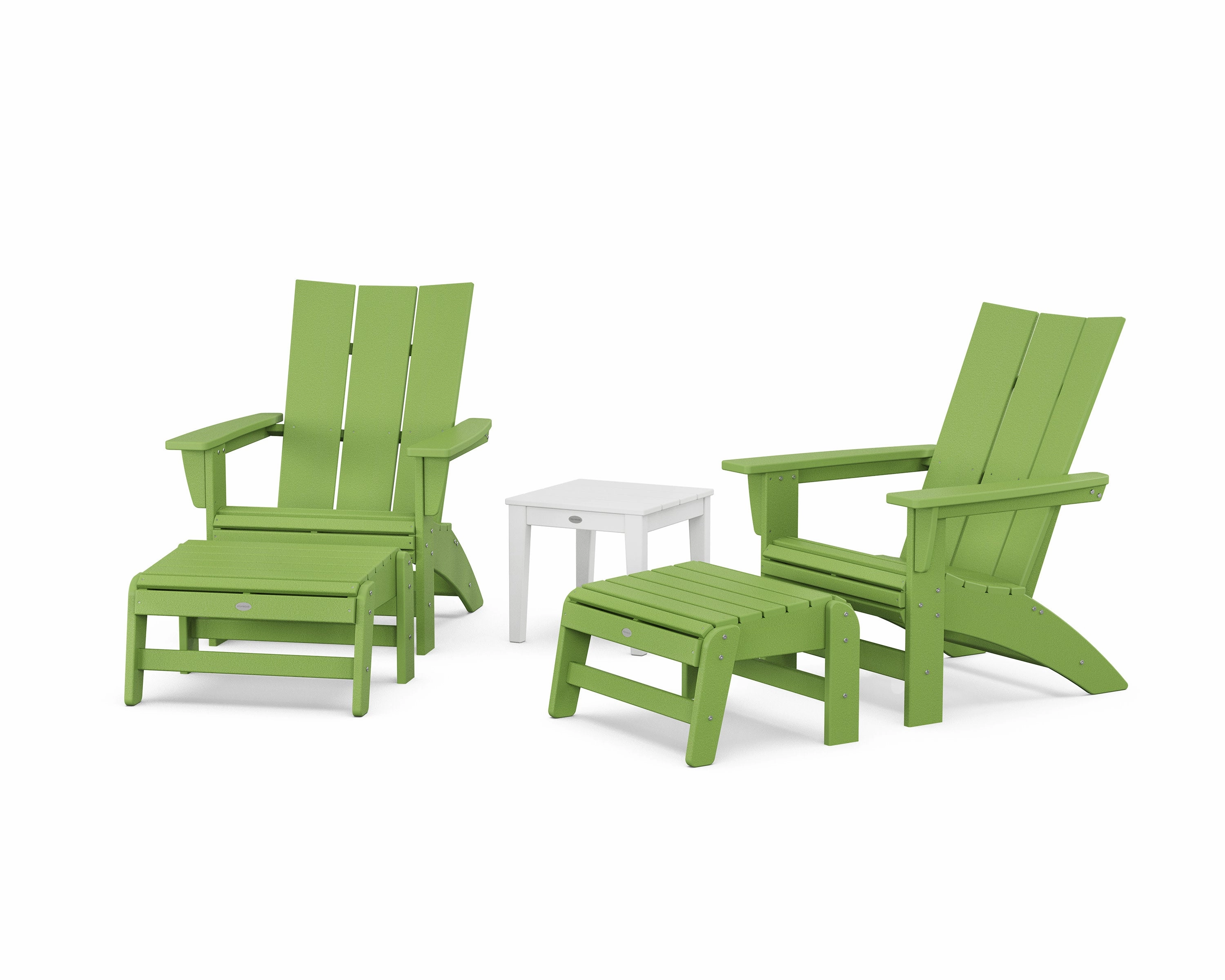 5-Piece Modern Grand Adirondack Set with Ottomans and Side Table