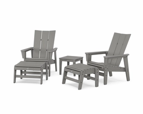 5-Piece Modern Grand Upright Adirondack Set with Ottomans and Side Table chairs,dining chairs,home seating
