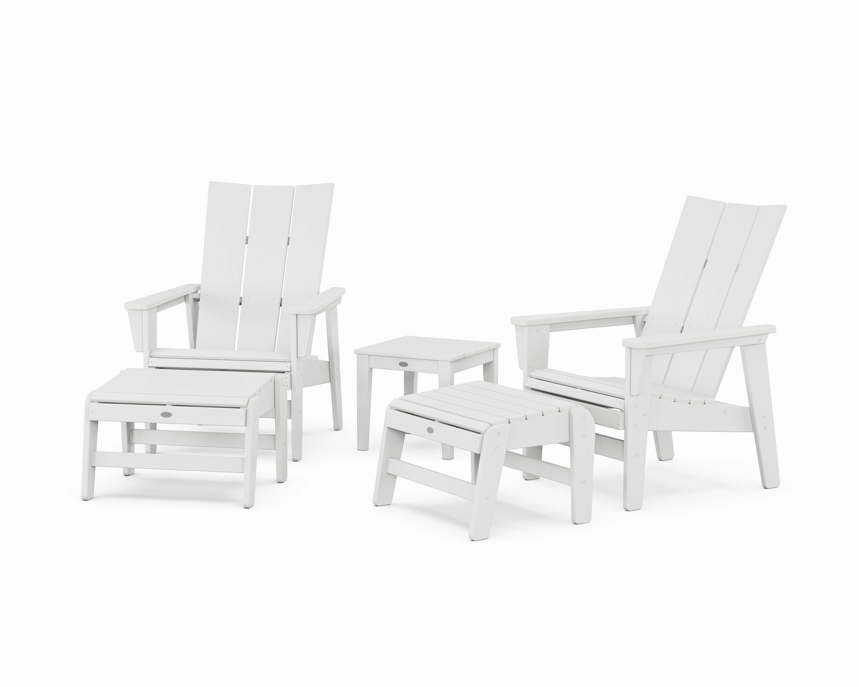 5-Piece Modern Grand Upright Adirondack Set with Ottomans and Side Table