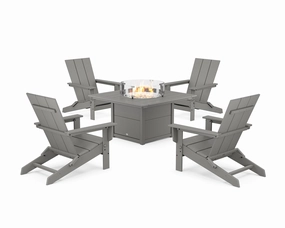 5-Piece Modern Studio Folding Adirondack Conversation Set with Fire Pit Table chairs,dining chairs,home seating