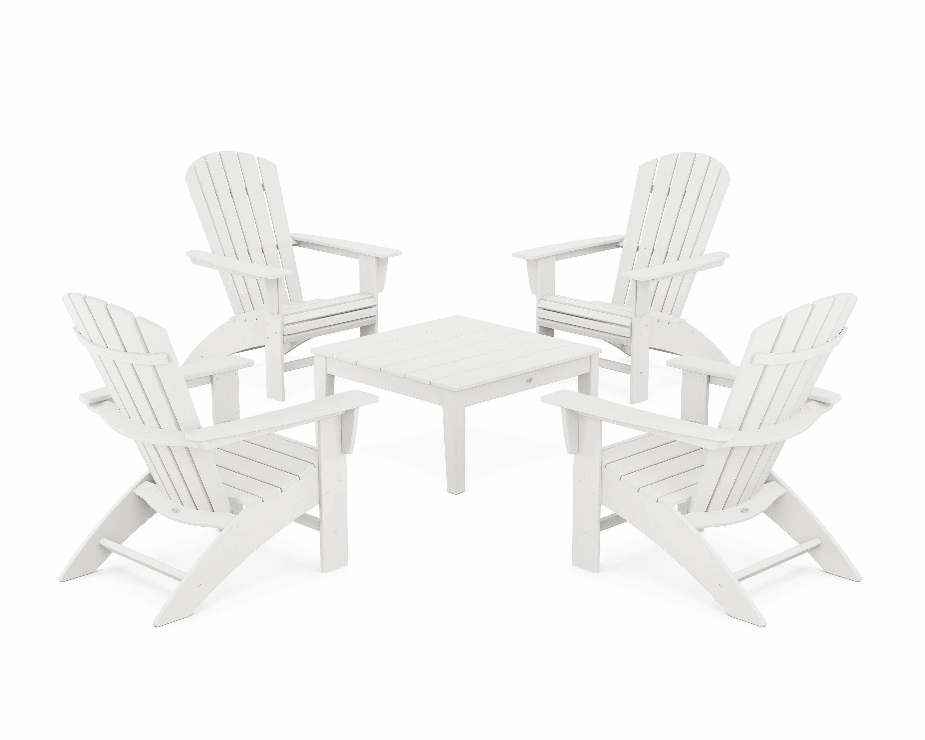 5-Piece Nautical Curveback Adirondack Chair Conversation Set with 36" Conversation Table
