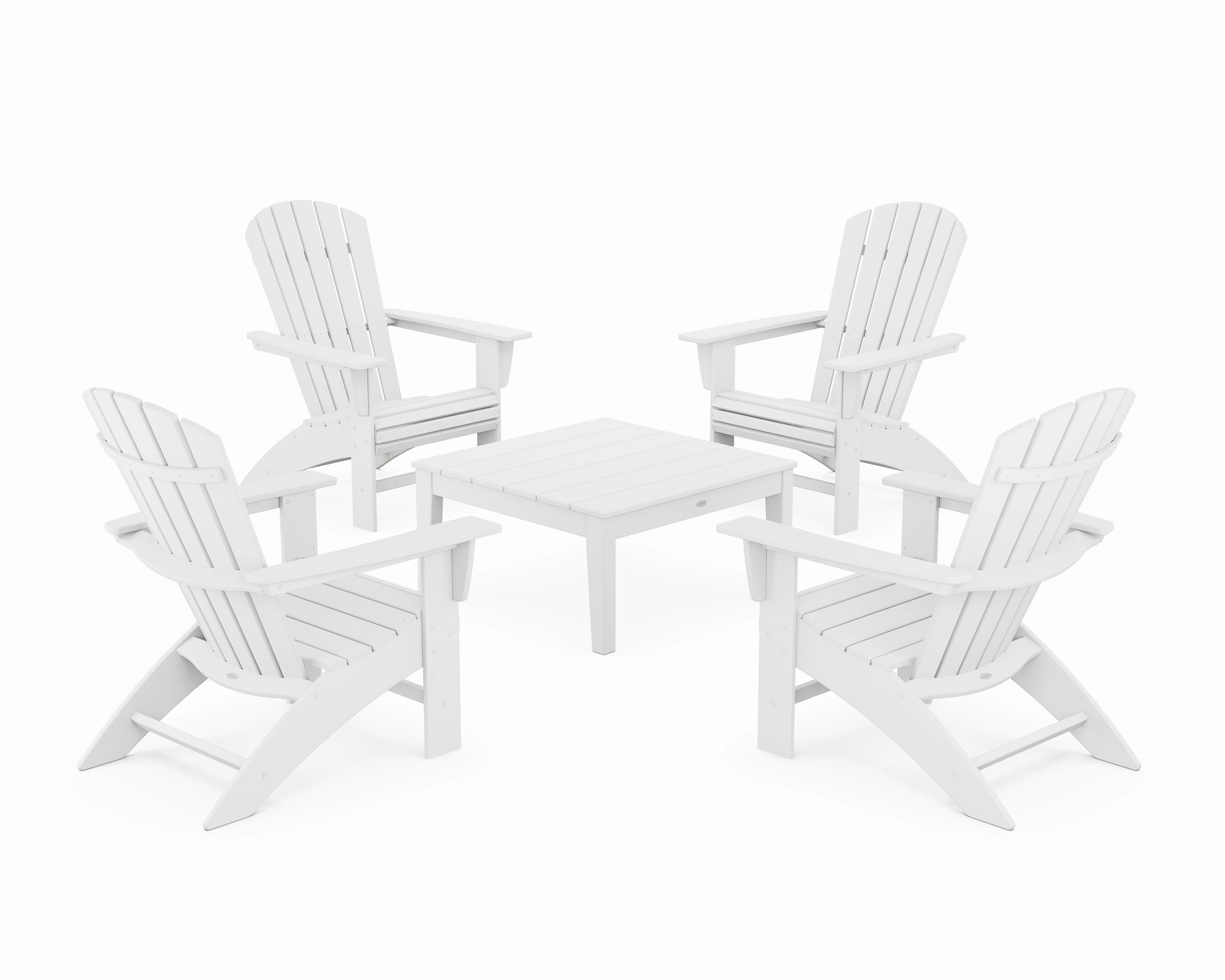 5-Piece Nautical Curveback Adirondack Chair Conversation Set with 36" Conversation Table