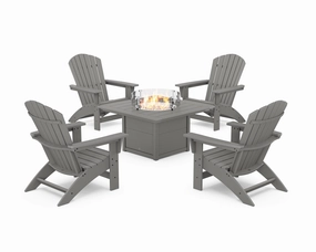 5-Piece Nautical Grand Adirondack Conversation Set with Fire Pit Table chairs,dining chairs,home seating