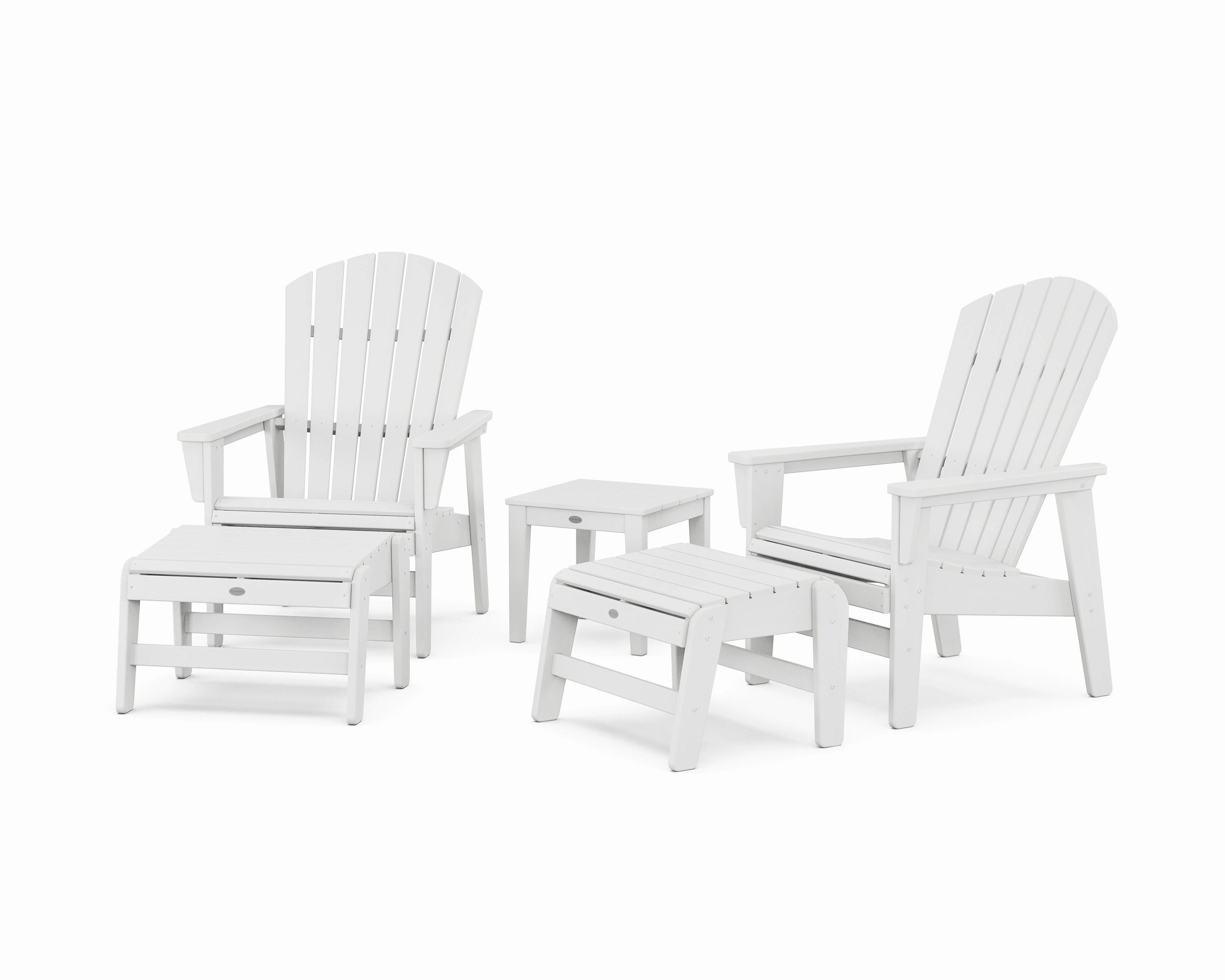 5-Piece Nautical Grand Upright Adirondack Set with Ottomans and Side Table