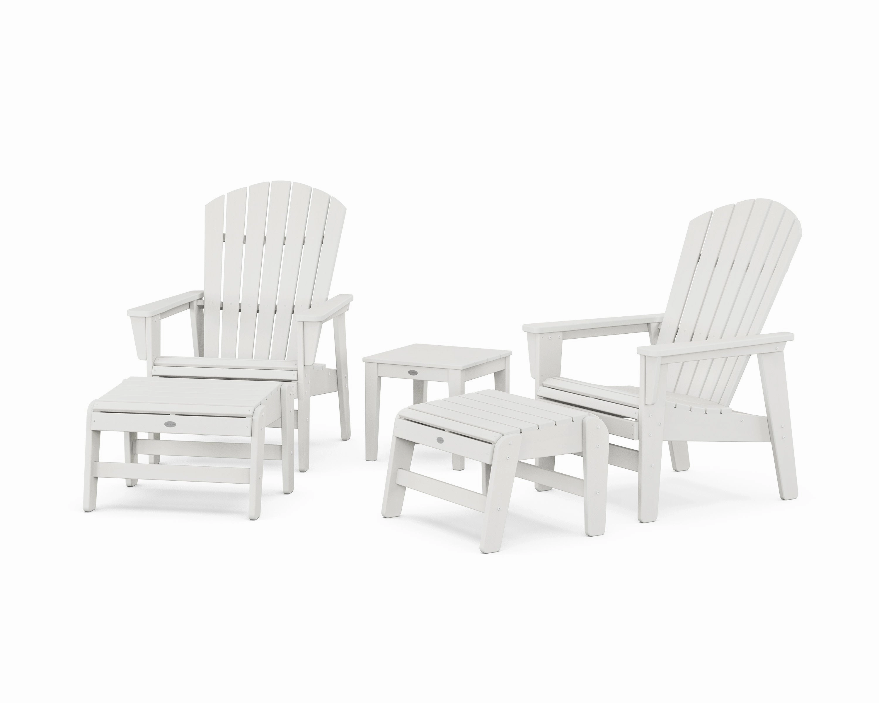 5-Piece Nautical Grand Upright Adirondack Set with Ottomans and Side Table