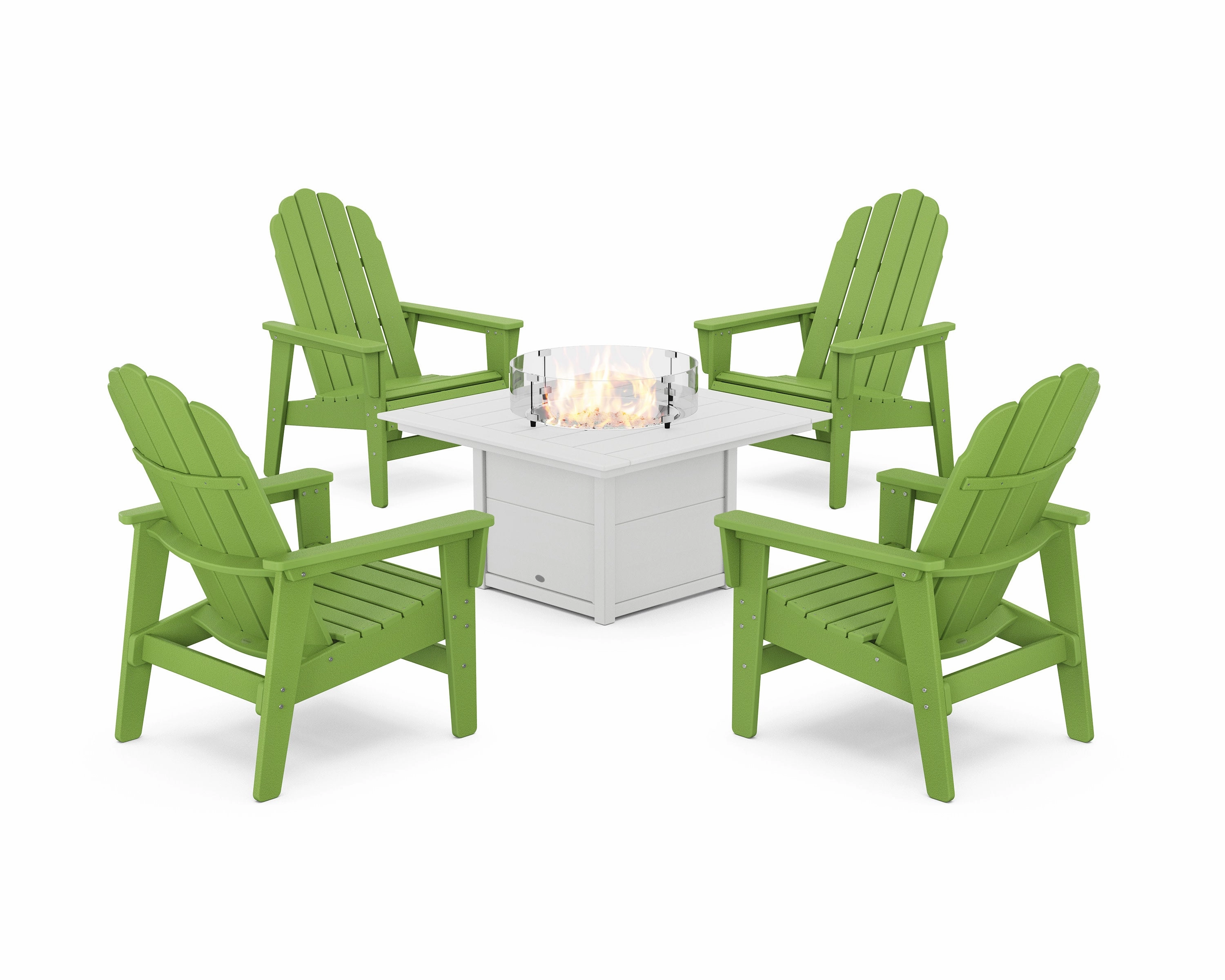 5-Piece Vineyard Grand Upright Adirondack Conversation Set with Fire Pit Table