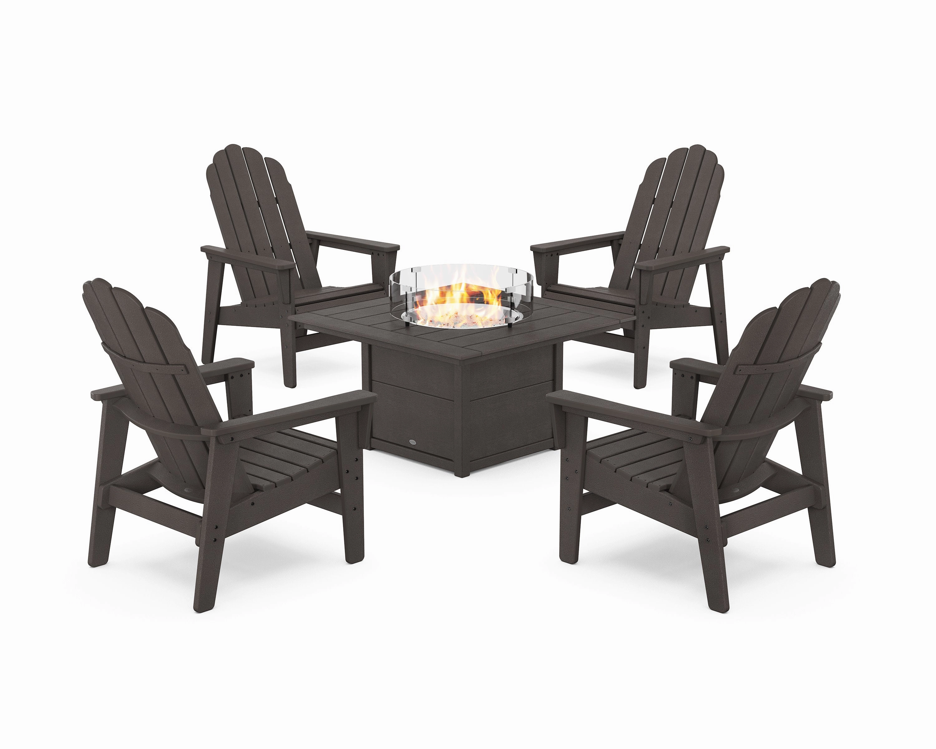 5-Piece Vineyard Grand Upright Adirondack Conversation Set with Fire Pit Table