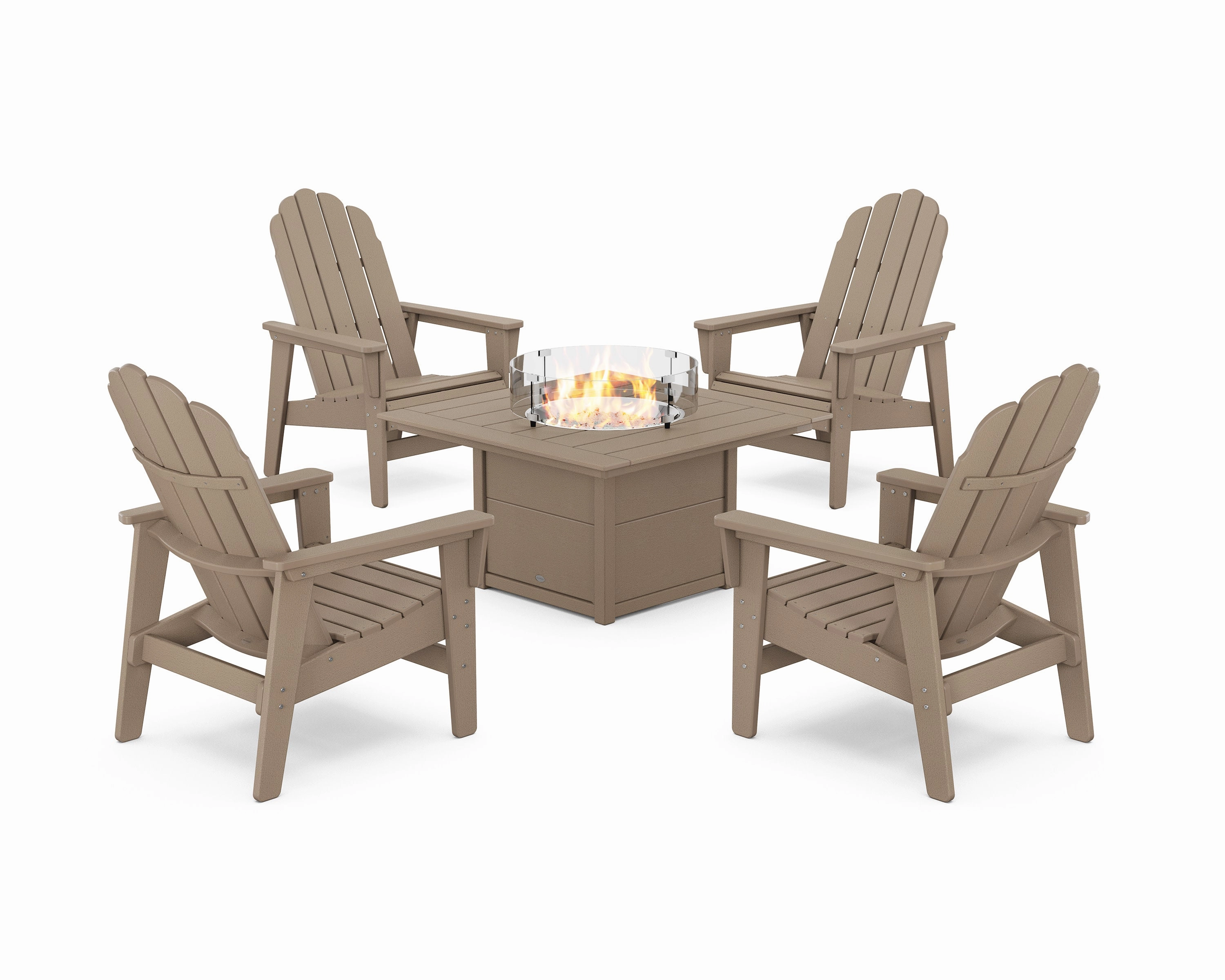 5-Piece Vineyard Grand Upright Adirondack Conversation Set with Fire Pit Table
