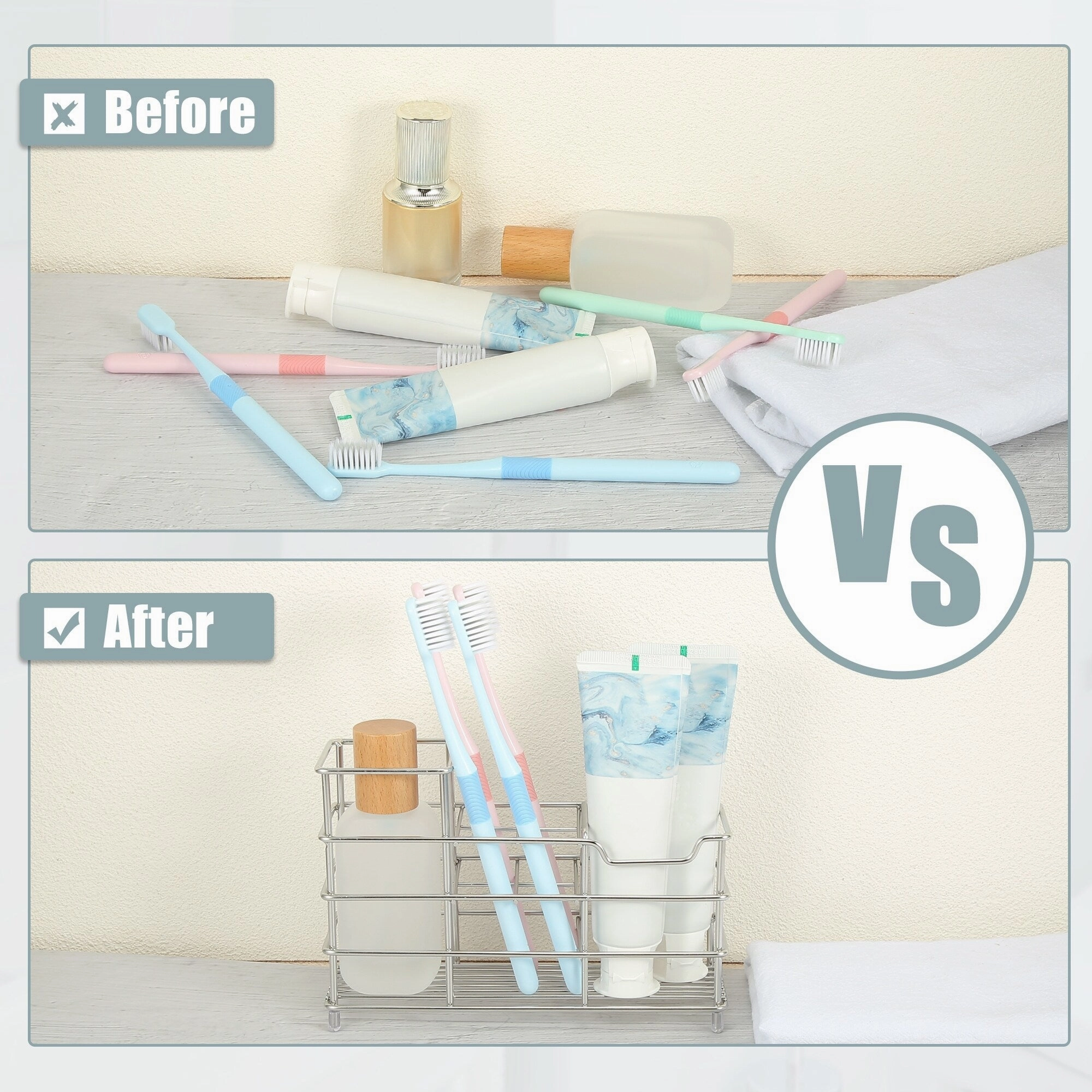 6 Slots 304 Stainless Steel Toothbrush Holder, Toothpaste Holder Stand, Bathroom Kitchen Accessories