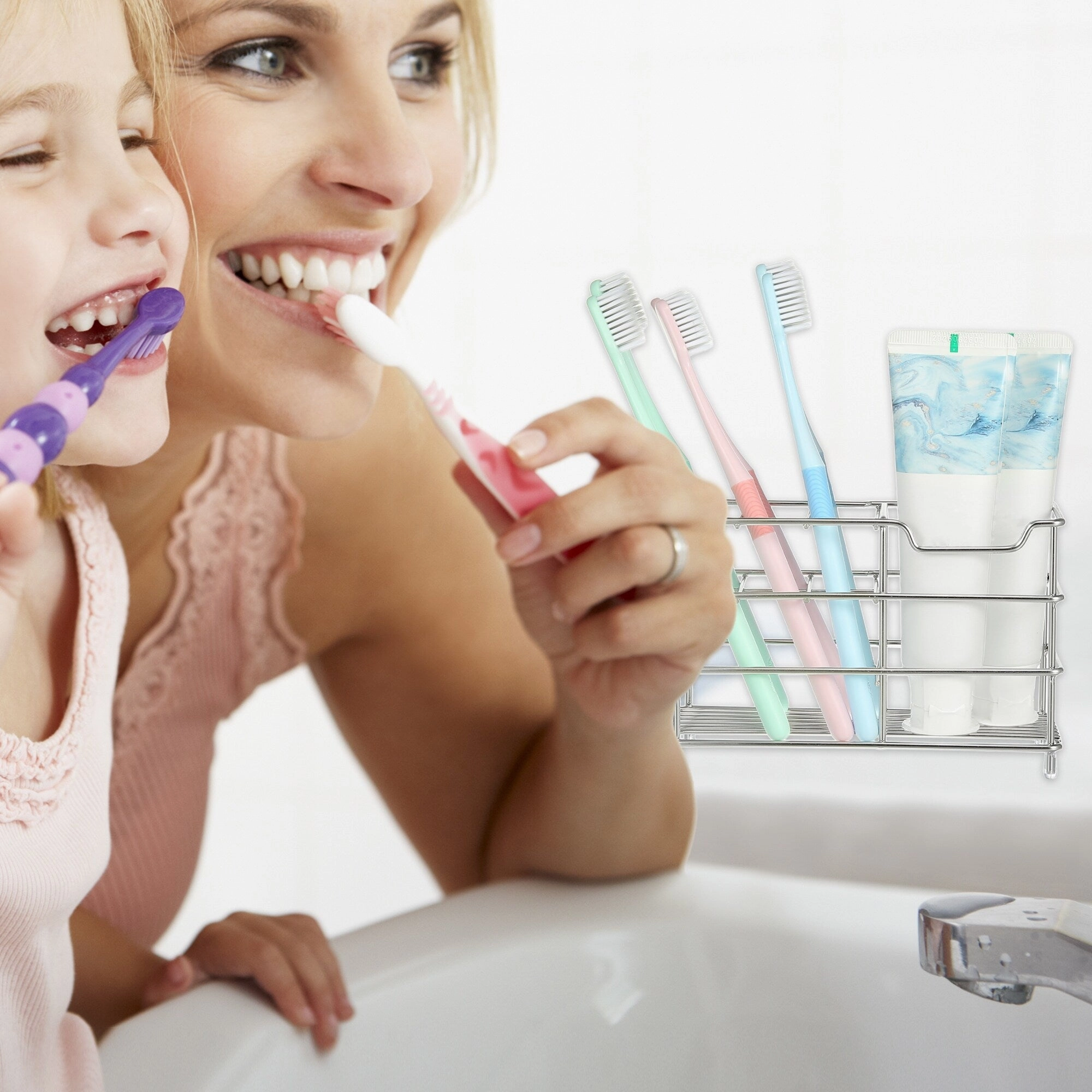 6 Slots 304 Stainless Steel Toothbrush Holder, Toothpaste Holder Stand, Bathroom Kitchen Accessories Organizer