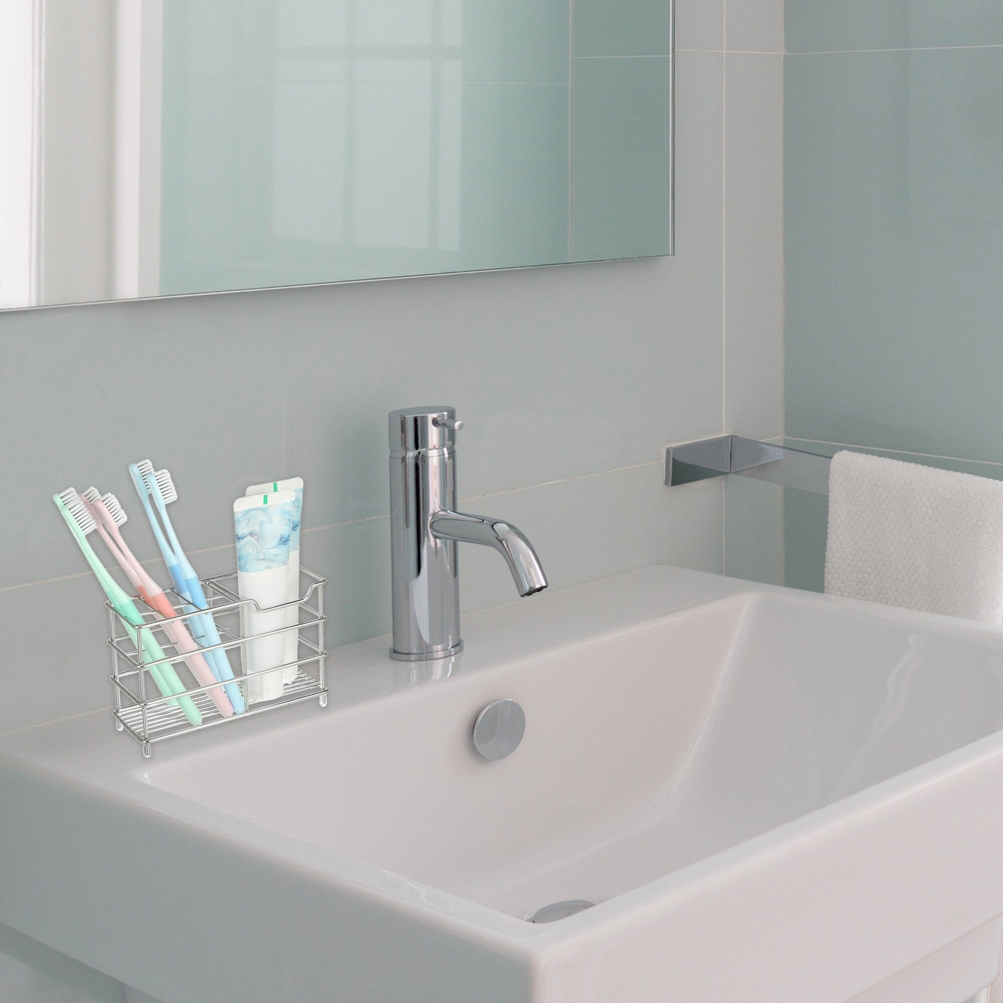 6 Slots 304 Stainless Steel Toothbrush Holder, Toothpaste Holder Stand, Bathroom Kitchen Accessories Organizer
