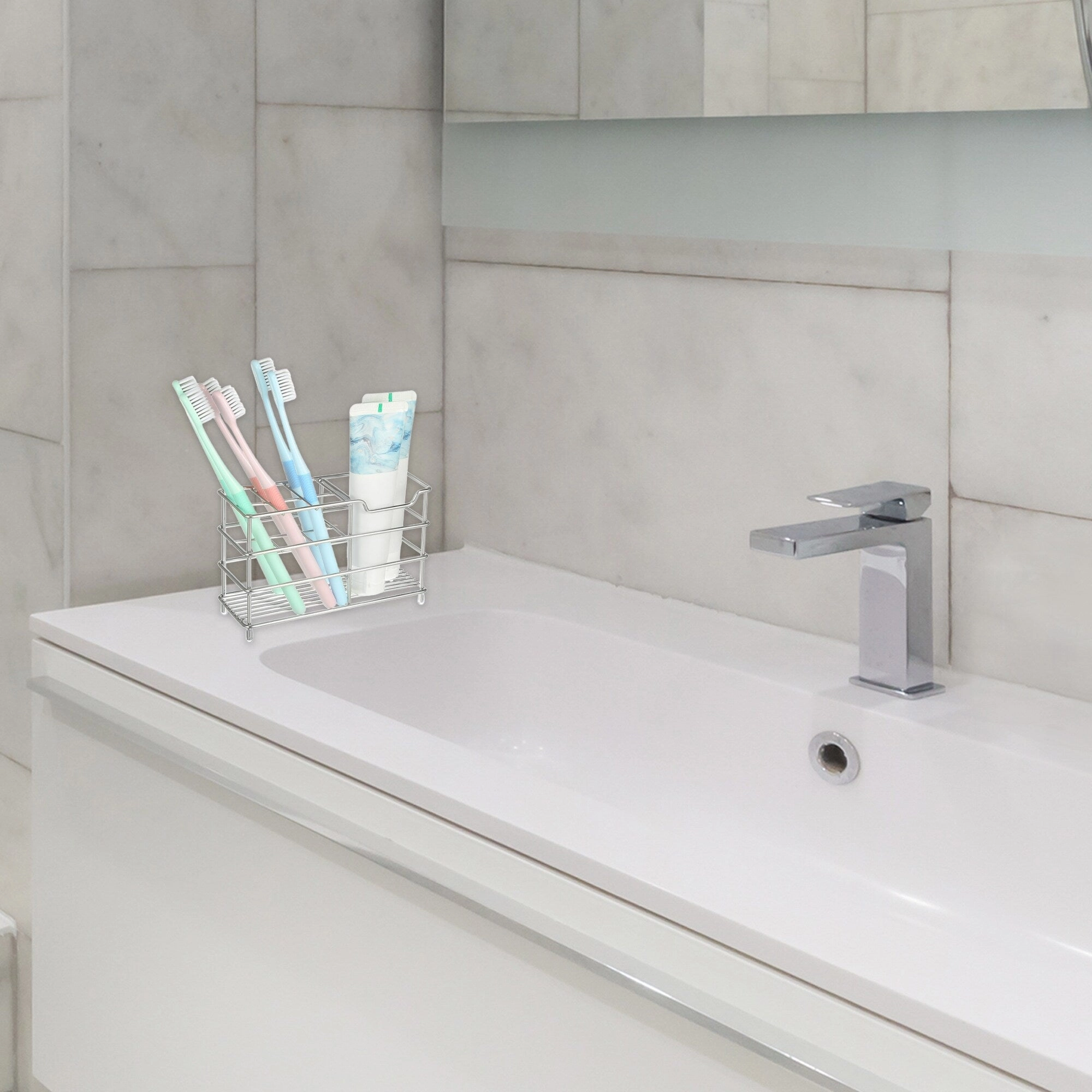 6 Slots 304 Stainless Steel Toothbrush Holder, Toothpaste Holder Stand, Bathroom Kitchen Accessories Organizer