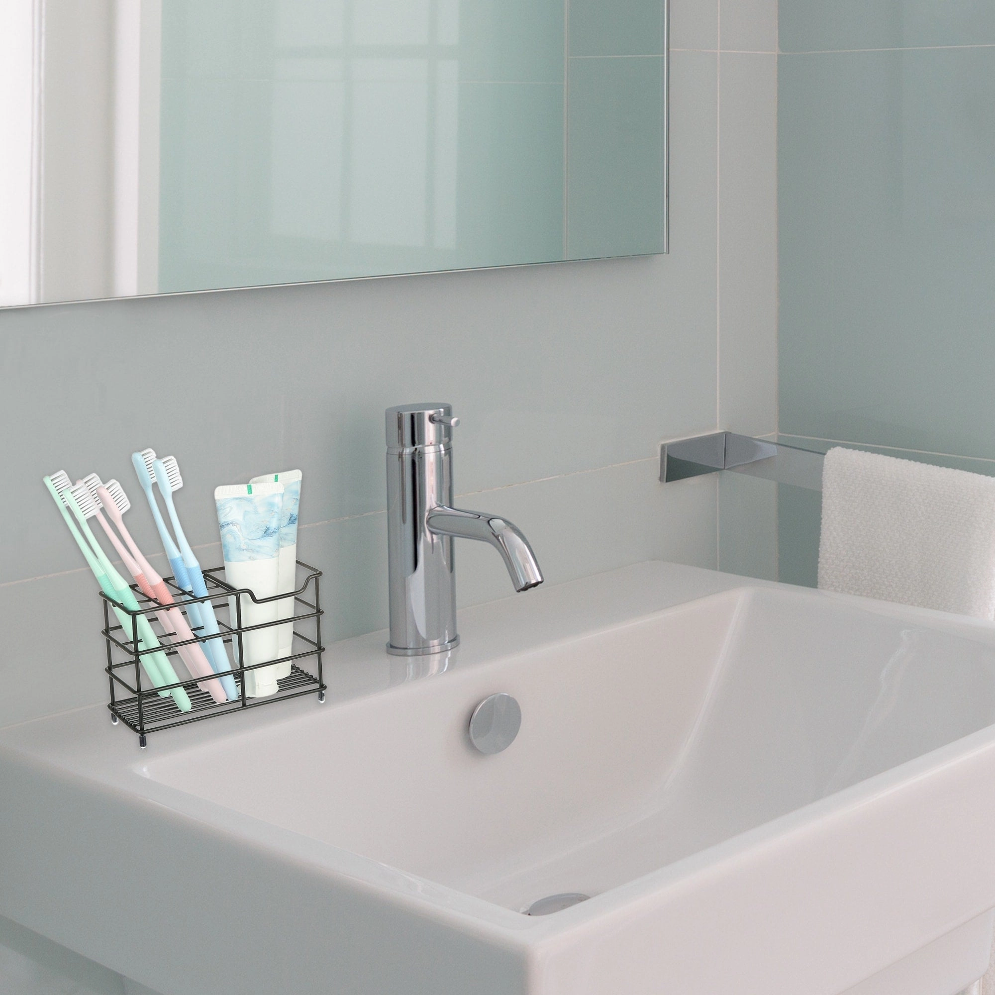 6 Slots 304 Stainless Steel Toothbrush Holder, Toothpaste Holder Stand, Bathroom Kitchen Accessories Organizer