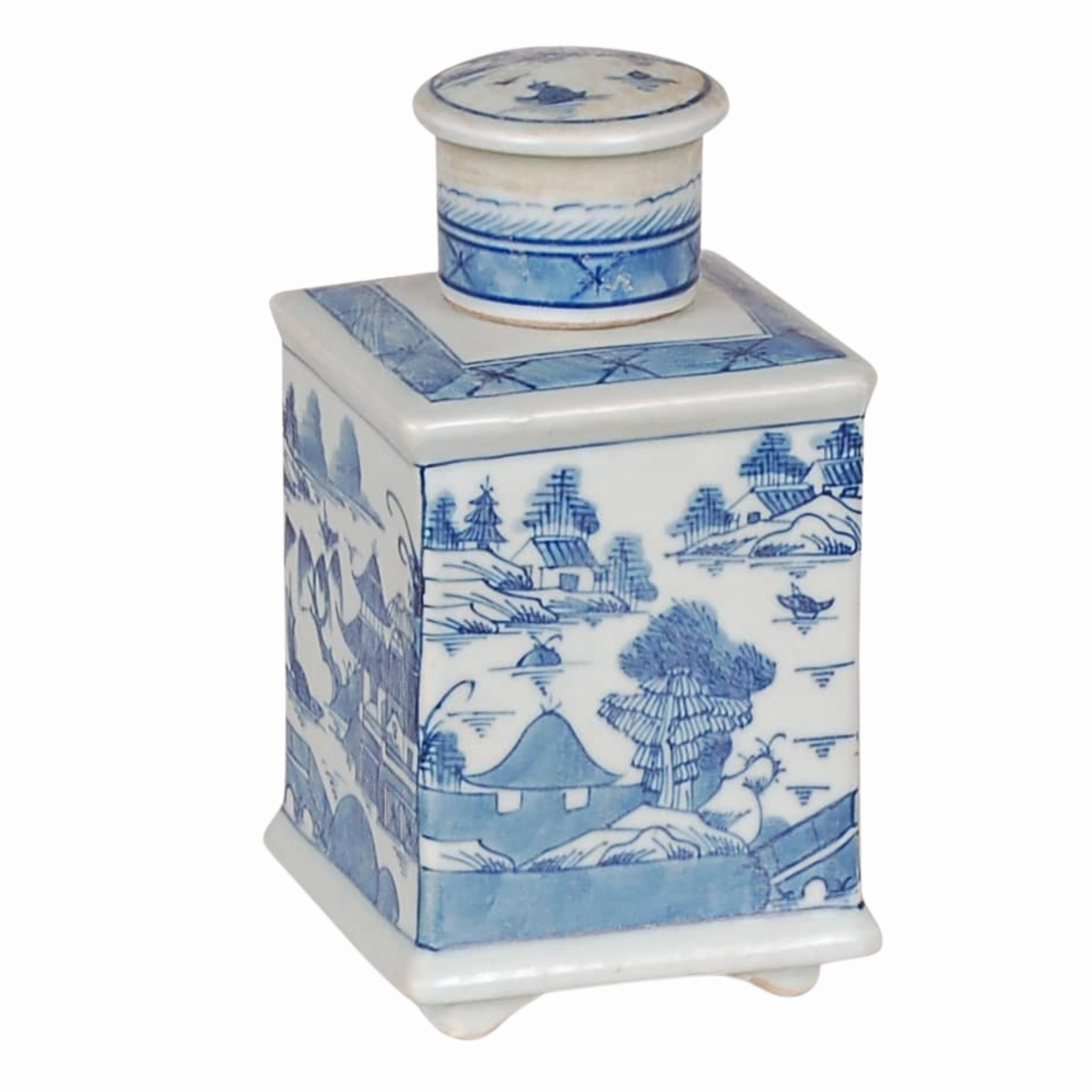 7 Blue and White Square Tea Tin vase,flower vase,home decoration