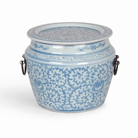 7" Porcelain Blue & White Floral Flat Lidded Jar vase,flower vase,home decoration