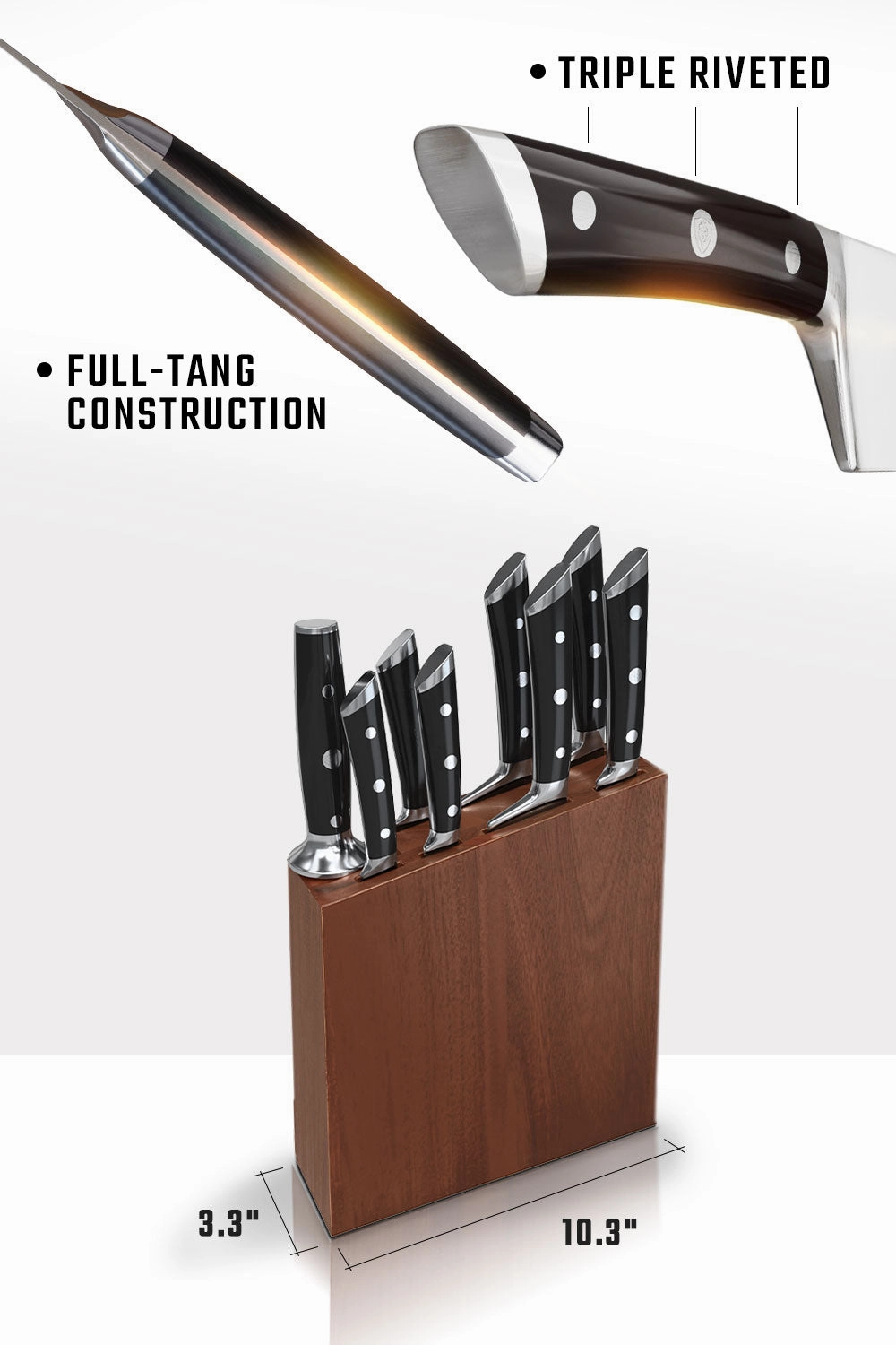 8-Piece Knife Block Set | Gladiator Series | Knives NSF Certified | Dalstrong 