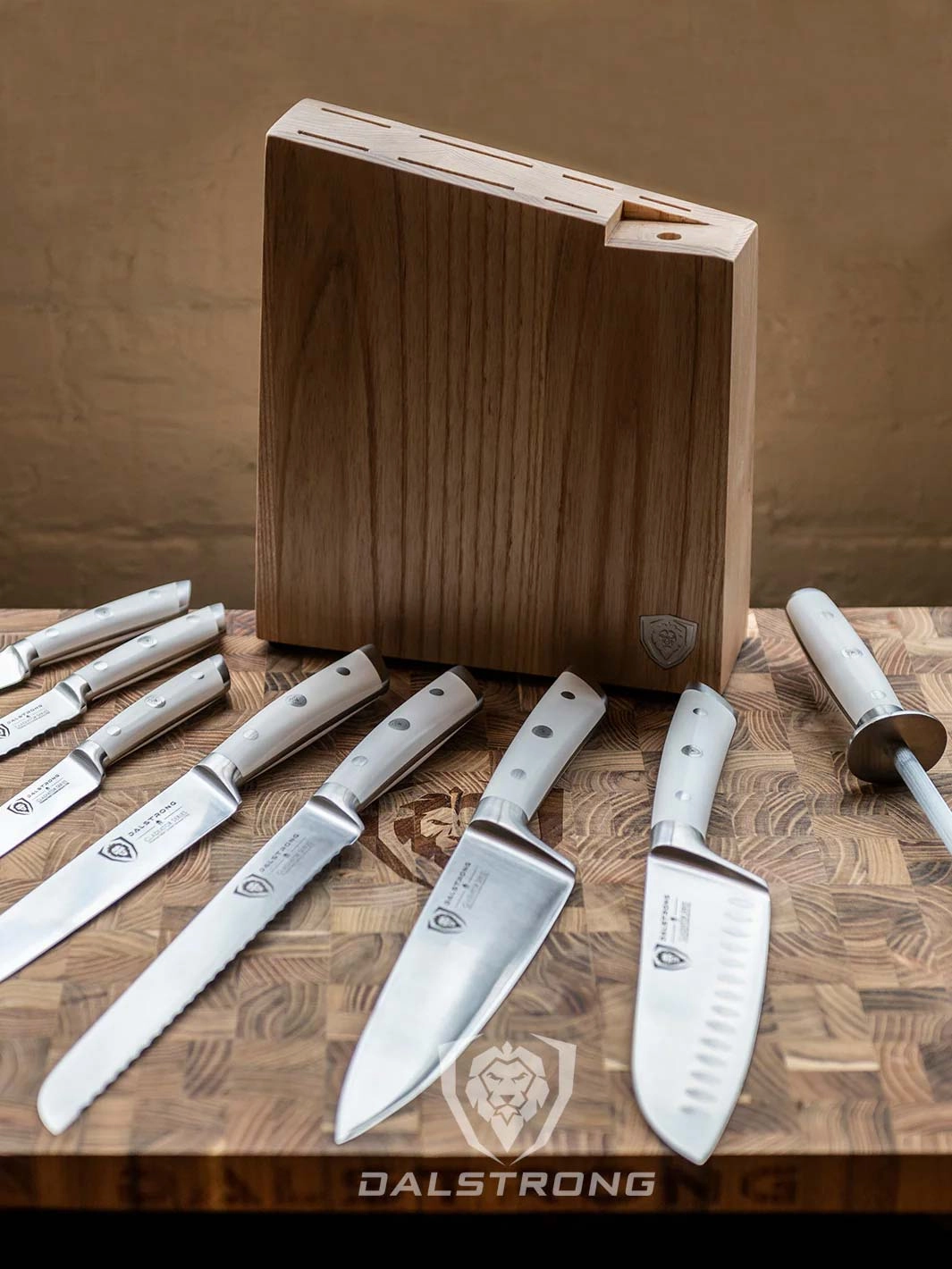 8-Piece Knife Block Set White | Gladiator Series | Knives NSF Certified | Dalstrong 