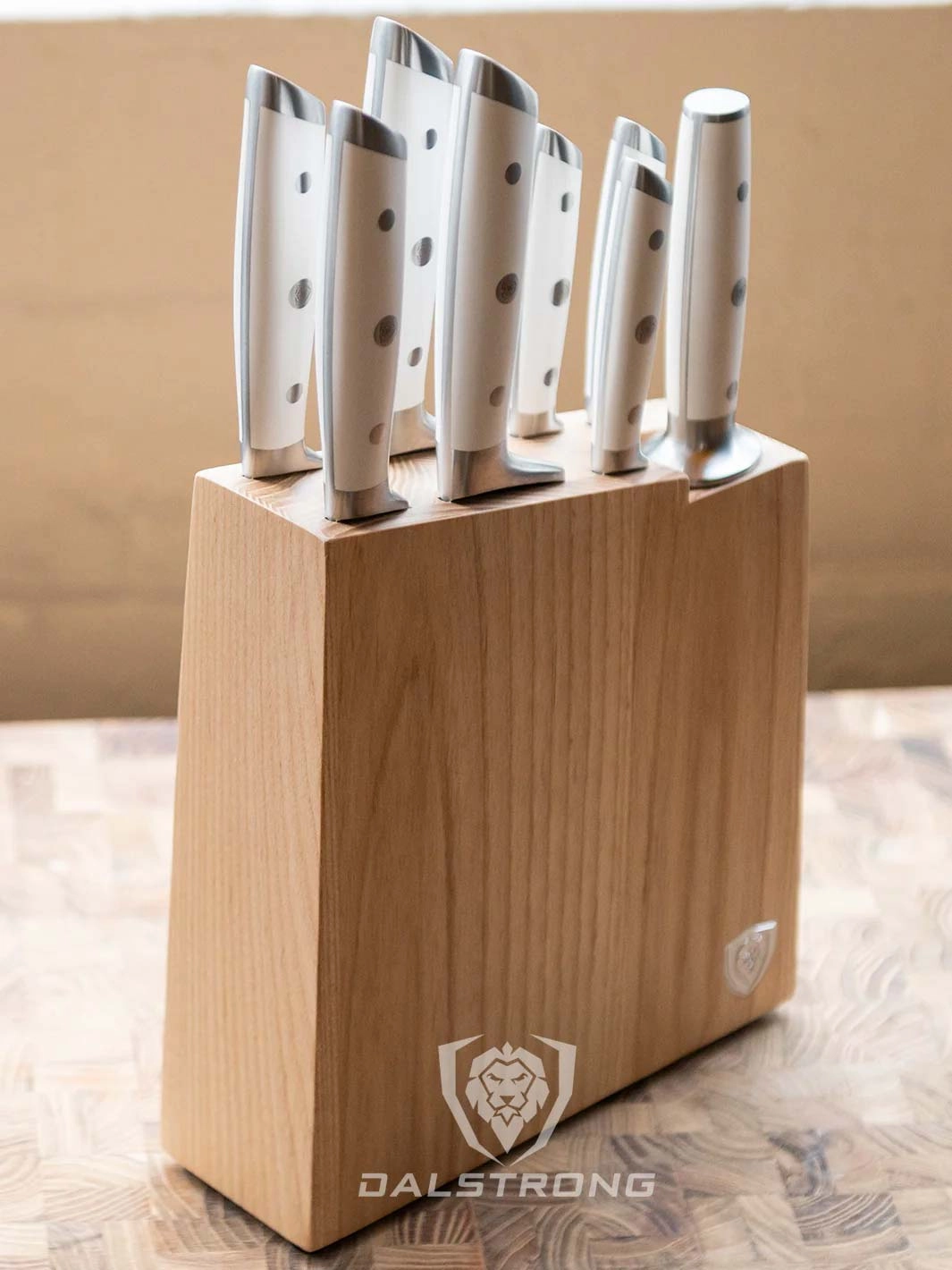 8-Piece Knife Block Set White | Gladiator Series | Knives NSF Certified | Dalstrong 