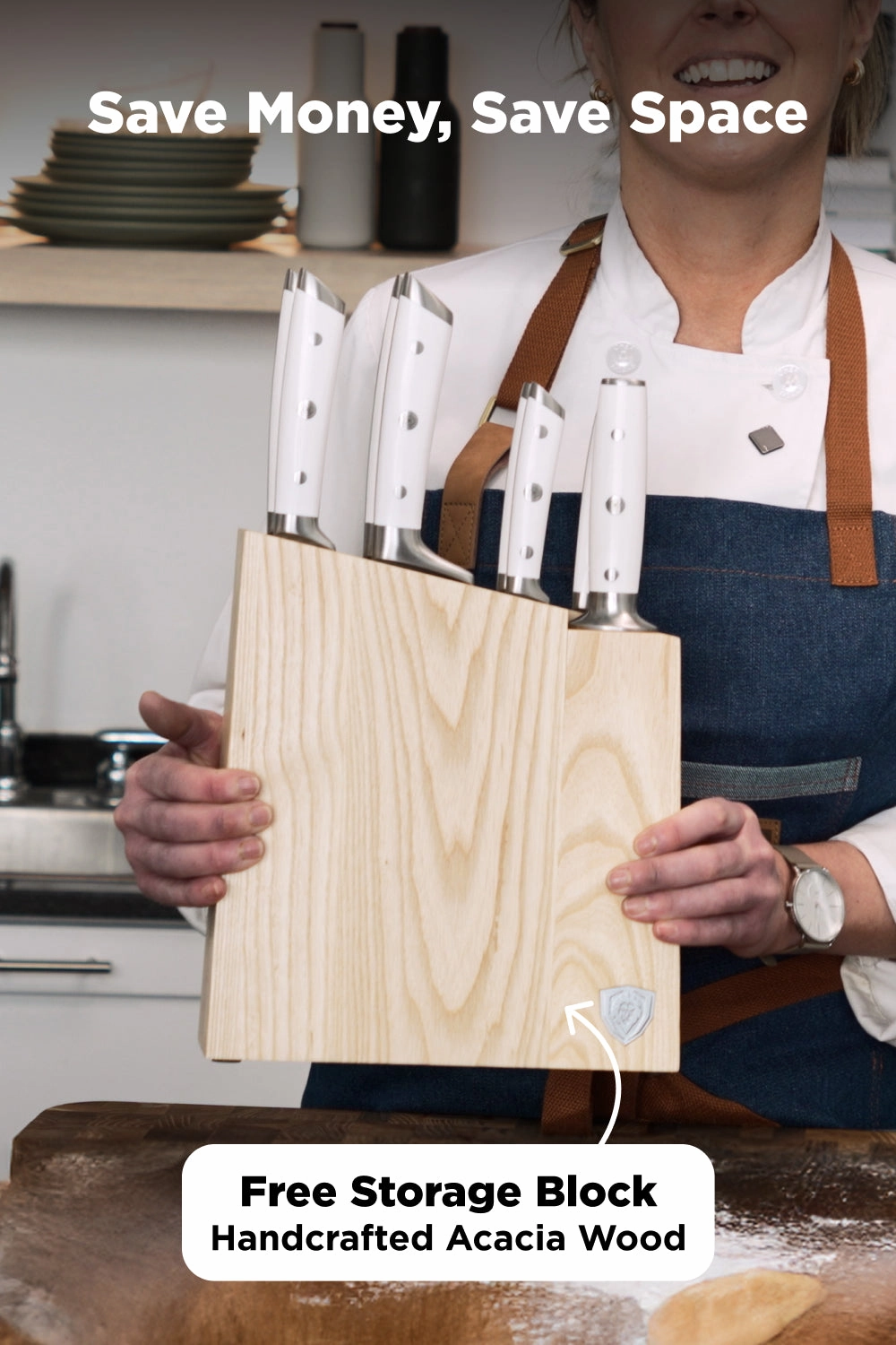 8-Piece Knife Block Set White | Gladiator Series | Knives NSF Certified | Dalstrong 