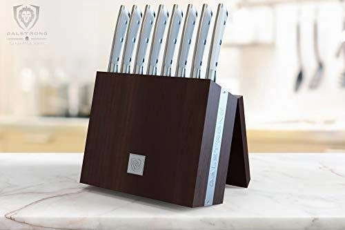 8-Piece Steak Knife Set | White ABS Handles with Storage Block | Gladiator Series | Knives NSF Certified | Dalstrong 