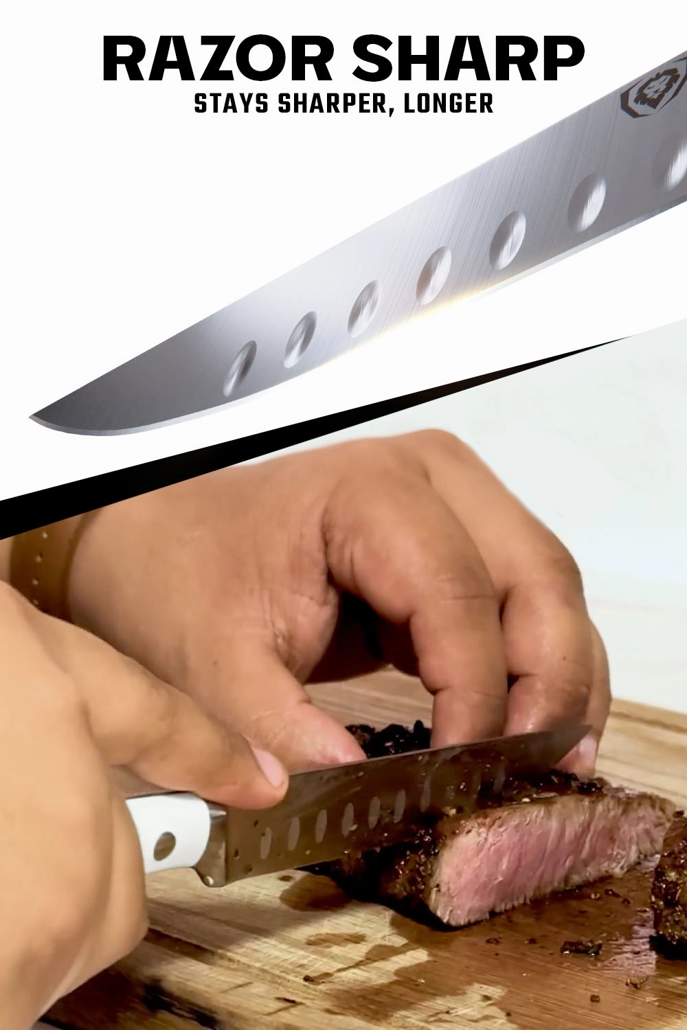 8-Piece Steak Knife Set | White ABS Handles with Storage Block | Gladiator Series | Knives NSF Certified | Dalstrong 