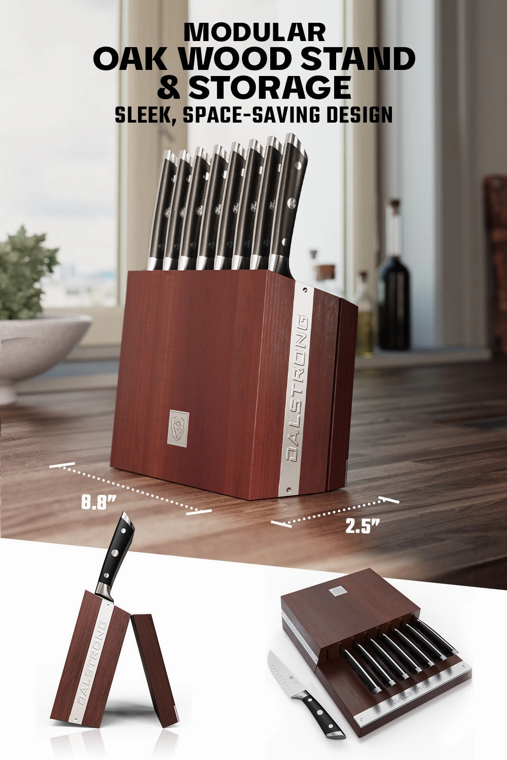 8-Piece Steak Knife Set with Storage Block | Gladiator Series | Knives NSF Certified | Dalstrong 