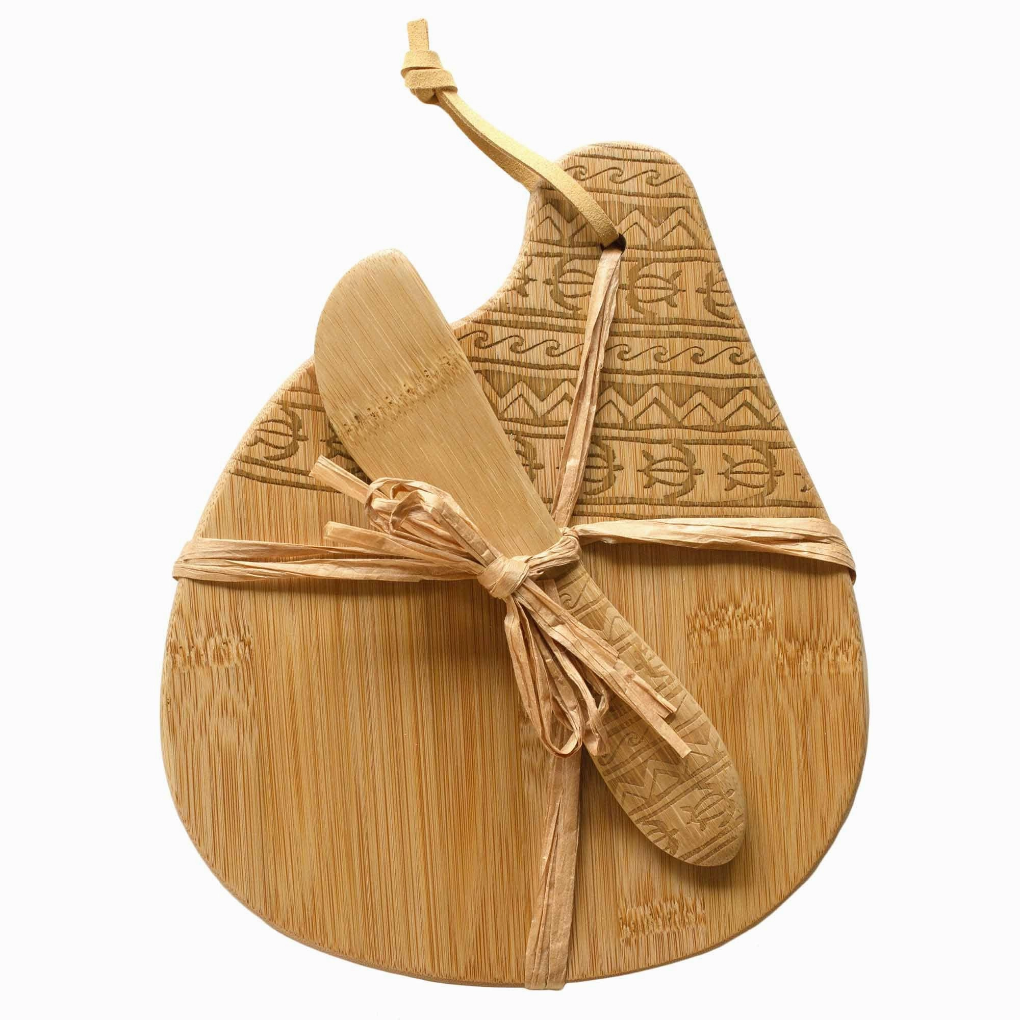 "Tonga" Serving Board with Spreader Knife, 7-1/8" x 8-1/2"