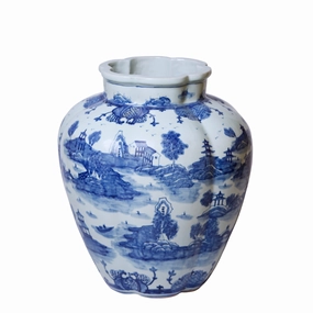 "Willow Ware" Blue and White Porcelain Gourd Vase vase,flower vase,home decoration