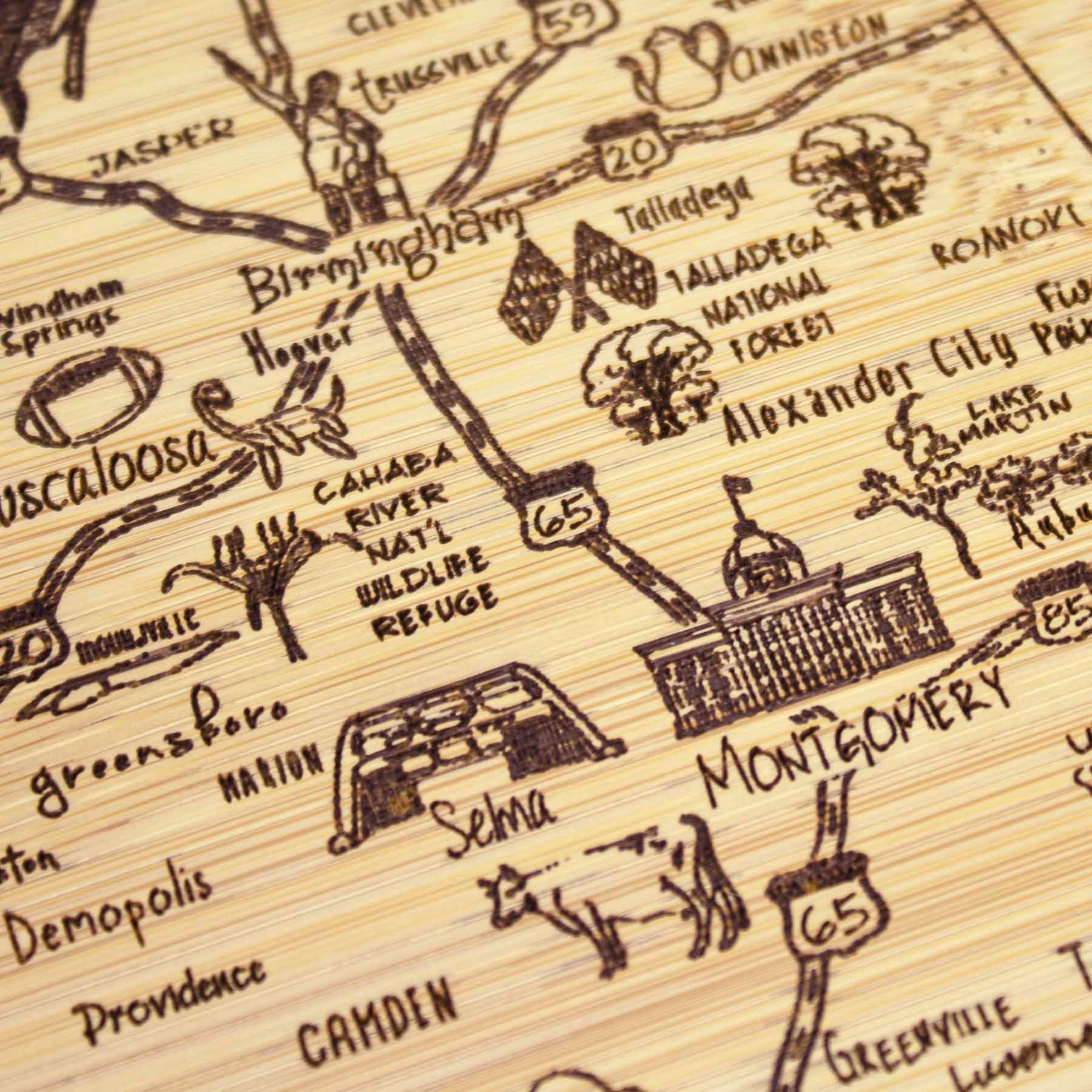 A Slice of Life Alabama Cutting Board, 11" x 8-3/4"