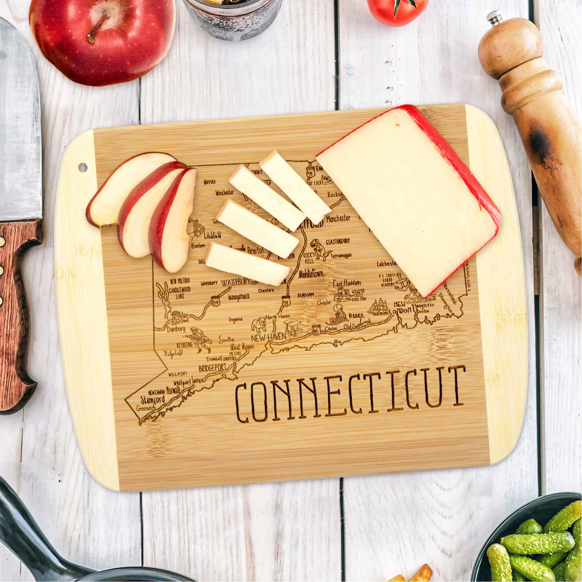A Slice of Life Connecticut Cutting Board, 11" x 8-3/4"