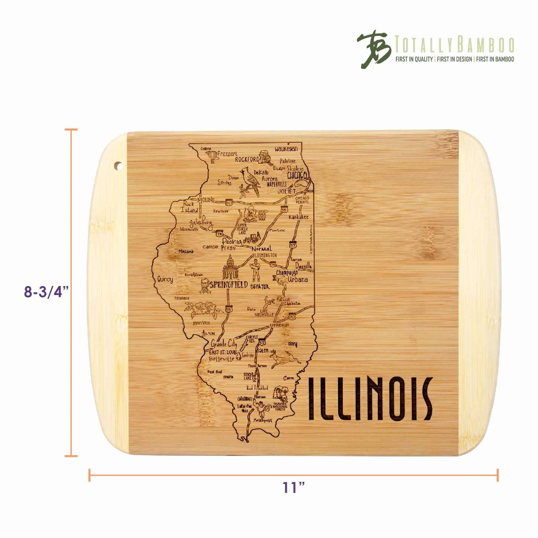 A Slice of Life Illinois Cutting Board, 11" x 8-3/4"