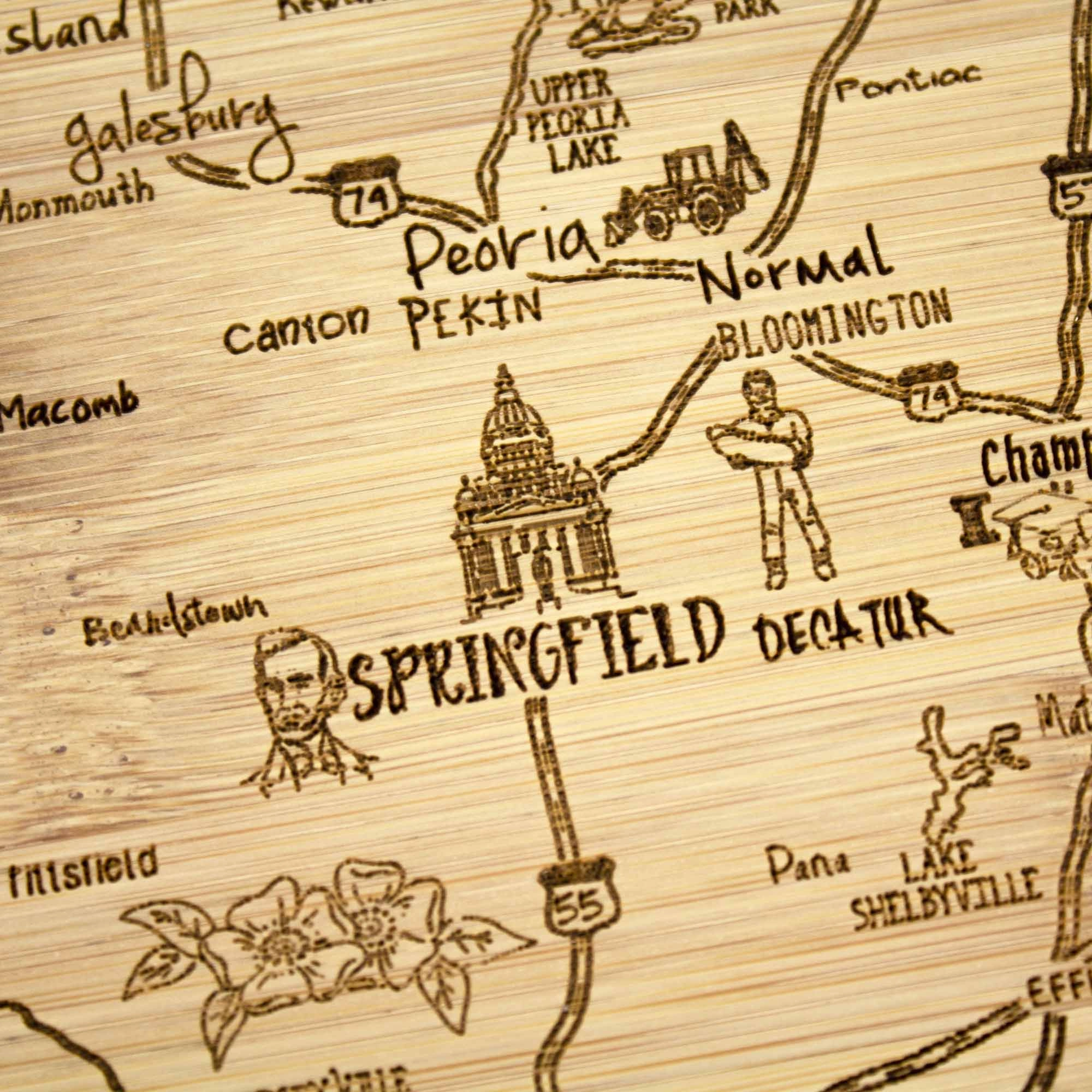 A Slice of Life Illinois Cutting Board, 11" x 8-3/4"