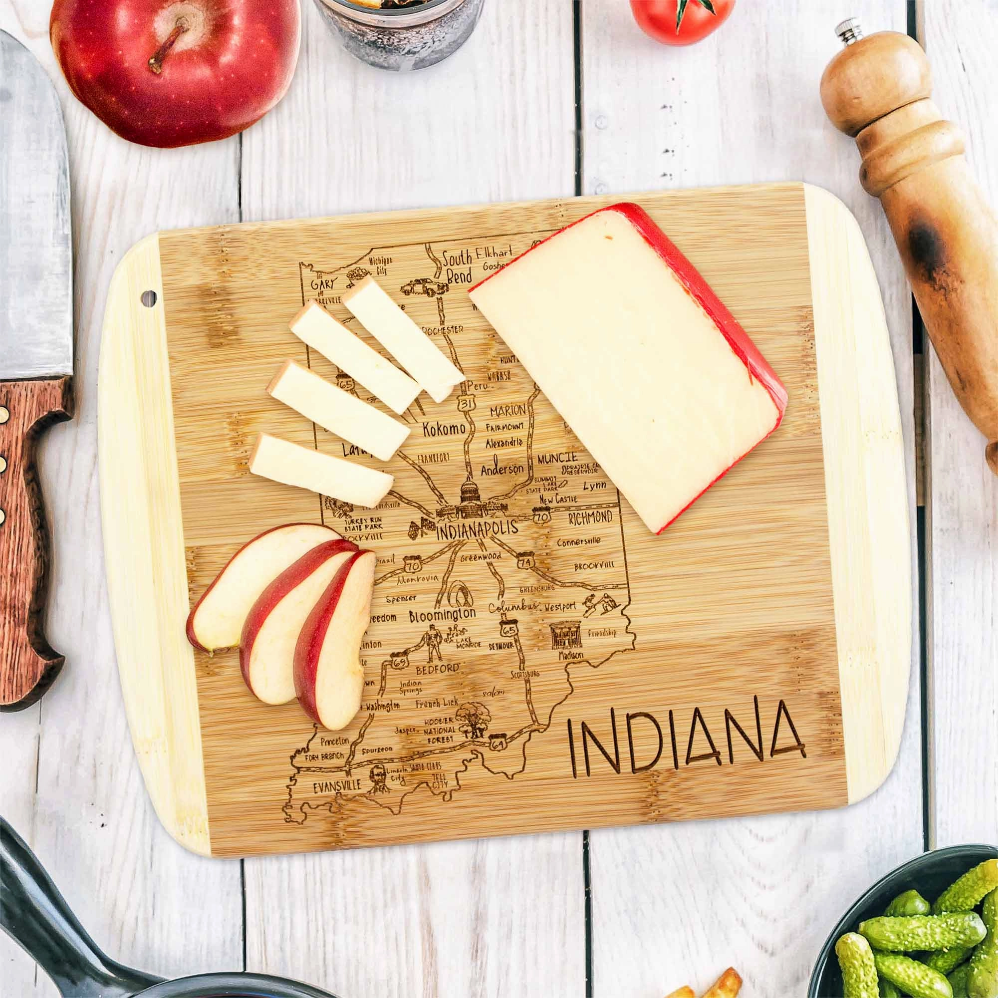A Slice of Life Indiana Cutting Board, 11" x 8-3/4"