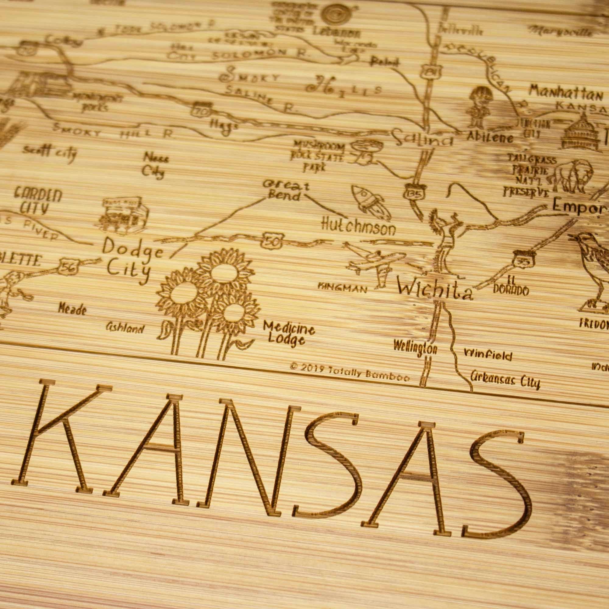 A Slice of Life Kansas Cutting Board, 11" x 8-3/4"